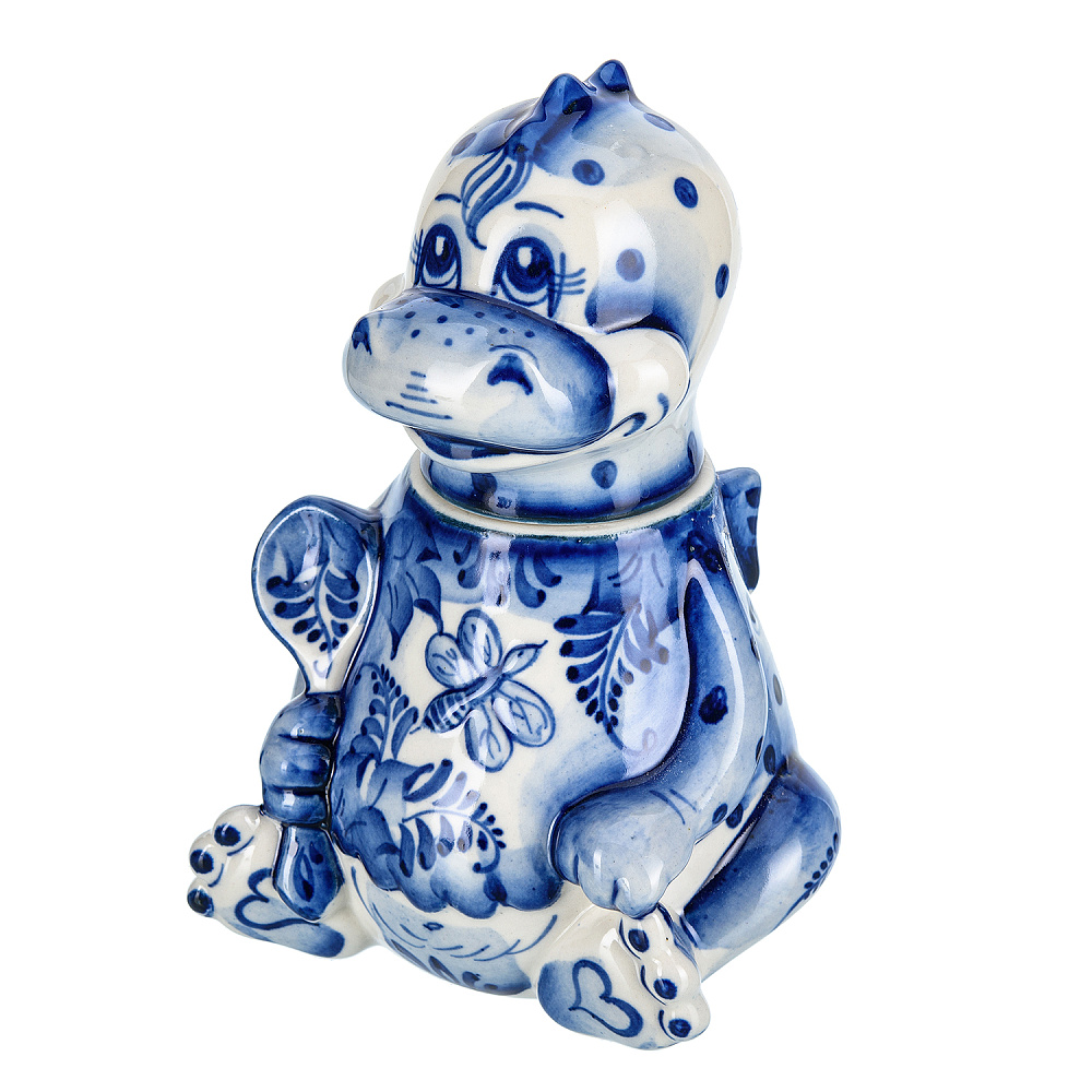 Банка фарфоровая «Дракоша». Гжель - интернет магазин Русь Велика я 