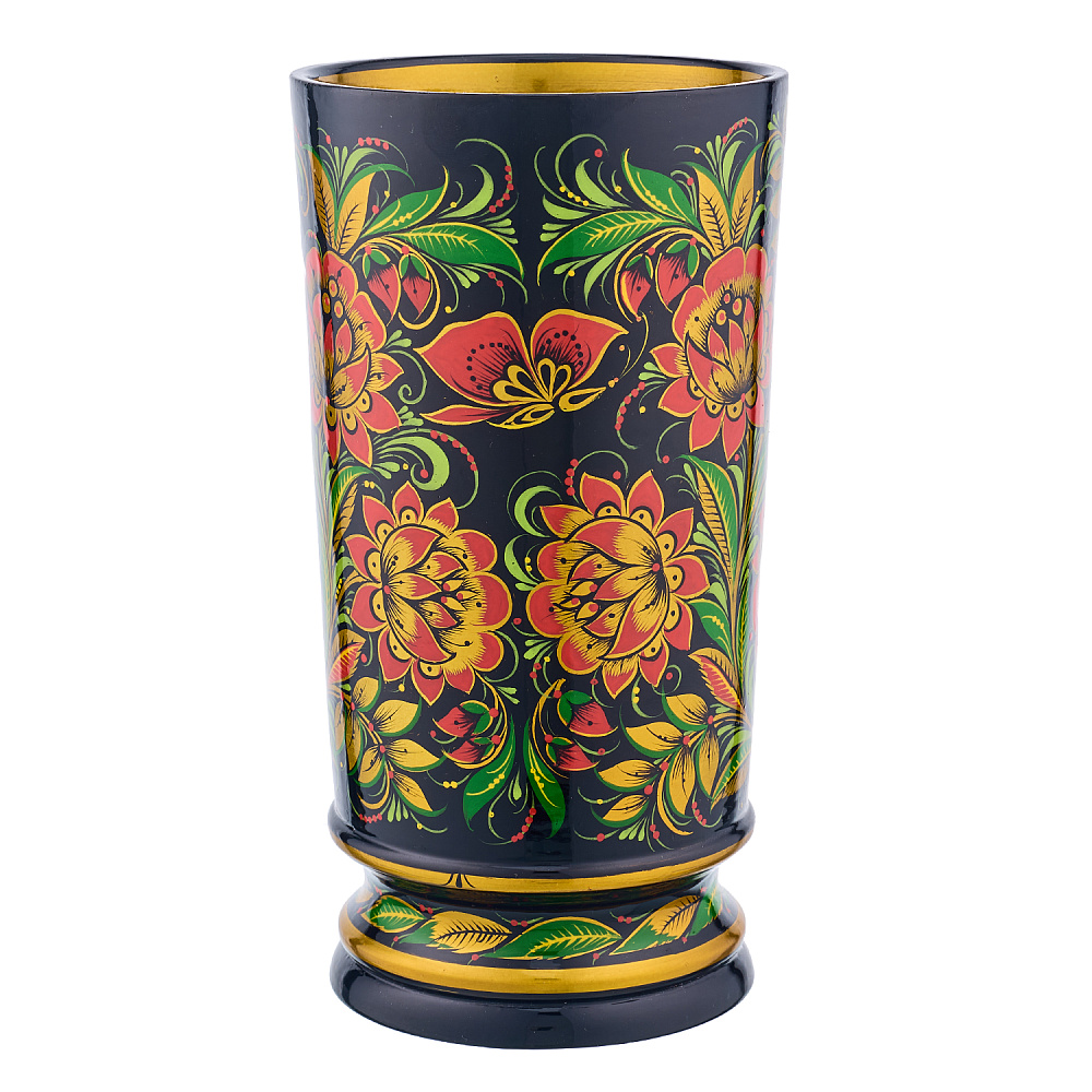 Кружка деревянная с росписью «Трапезная». Хохлома - интернет магазин Русь Велика я фото 1