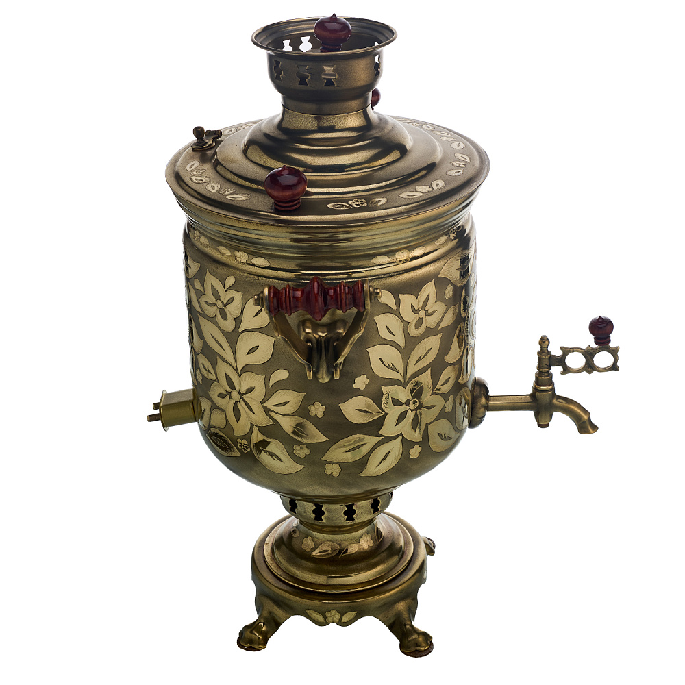 Самовар комбинированный 7 л с гравировкой «Цветочек» - интернет магазин Русь Велика я фото 6