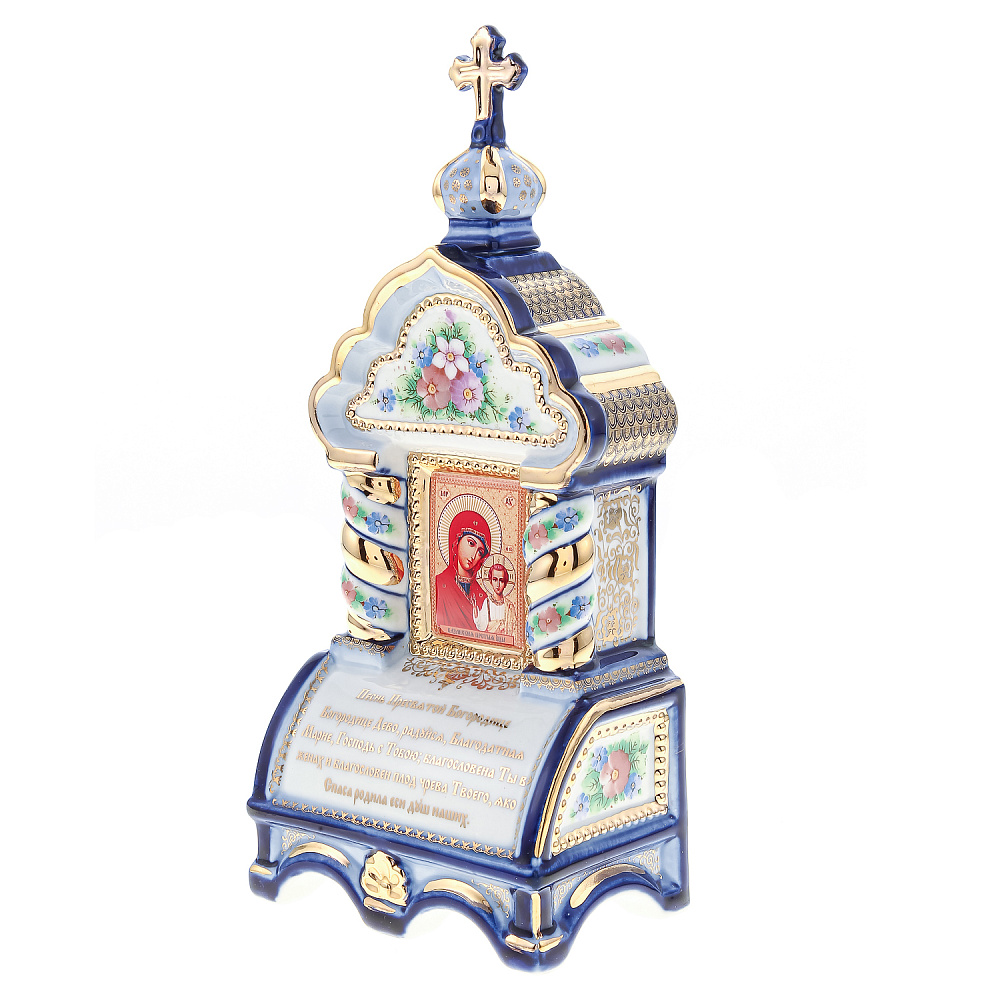 Киот настольный «Божья Матерь Казанская». Гжель 10х23 см - интернет магазин Русь Велика я фото 1