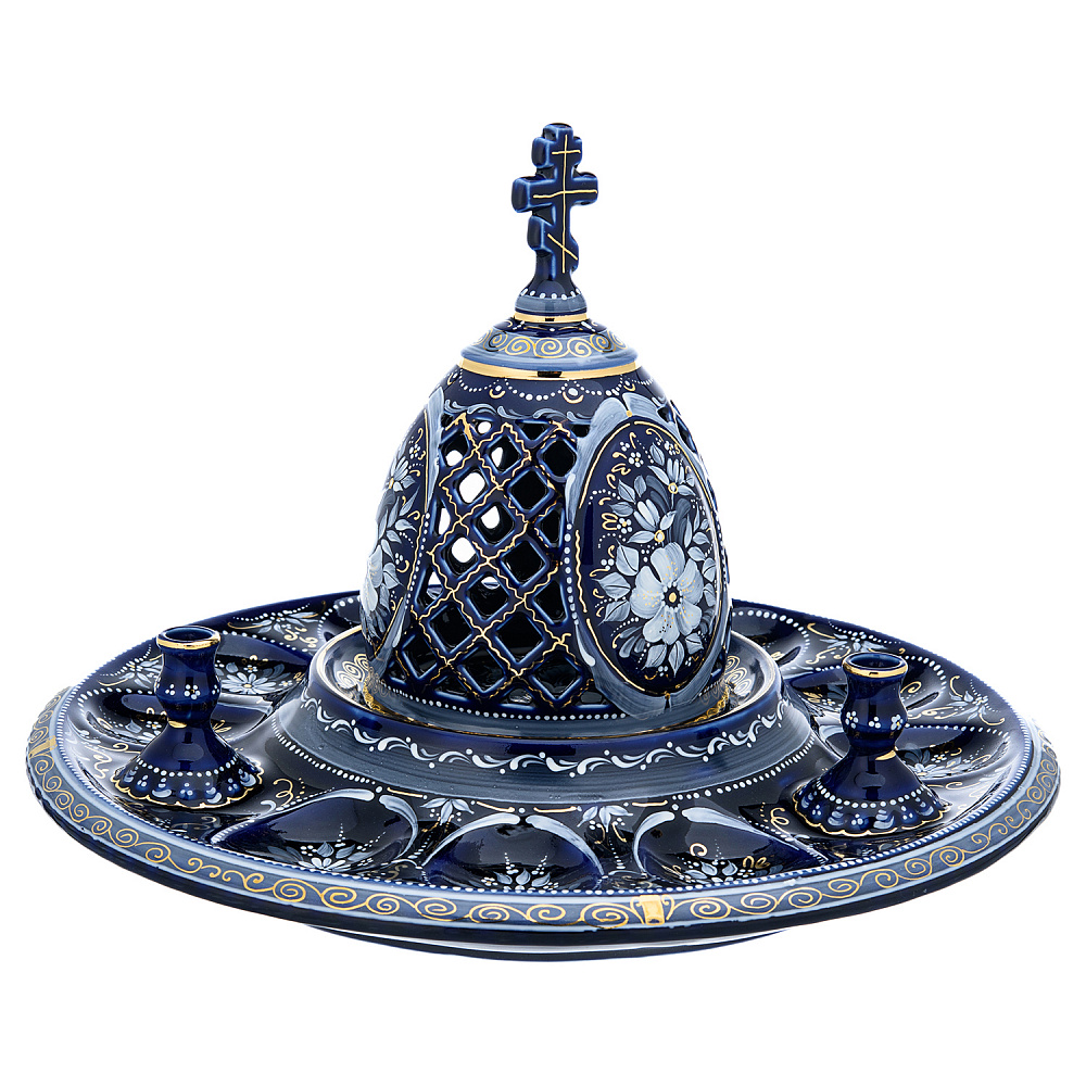 Пасхальница на 9 яиц «Морозко». Гжель в золоте - интернет магазин Русь Велика я фото 6