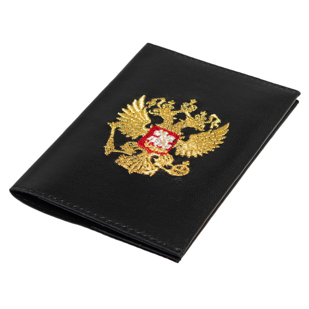 Обложка для паспорта «Орел». Черная с вышивкой - интернет магазин Русь Велика я фото 1