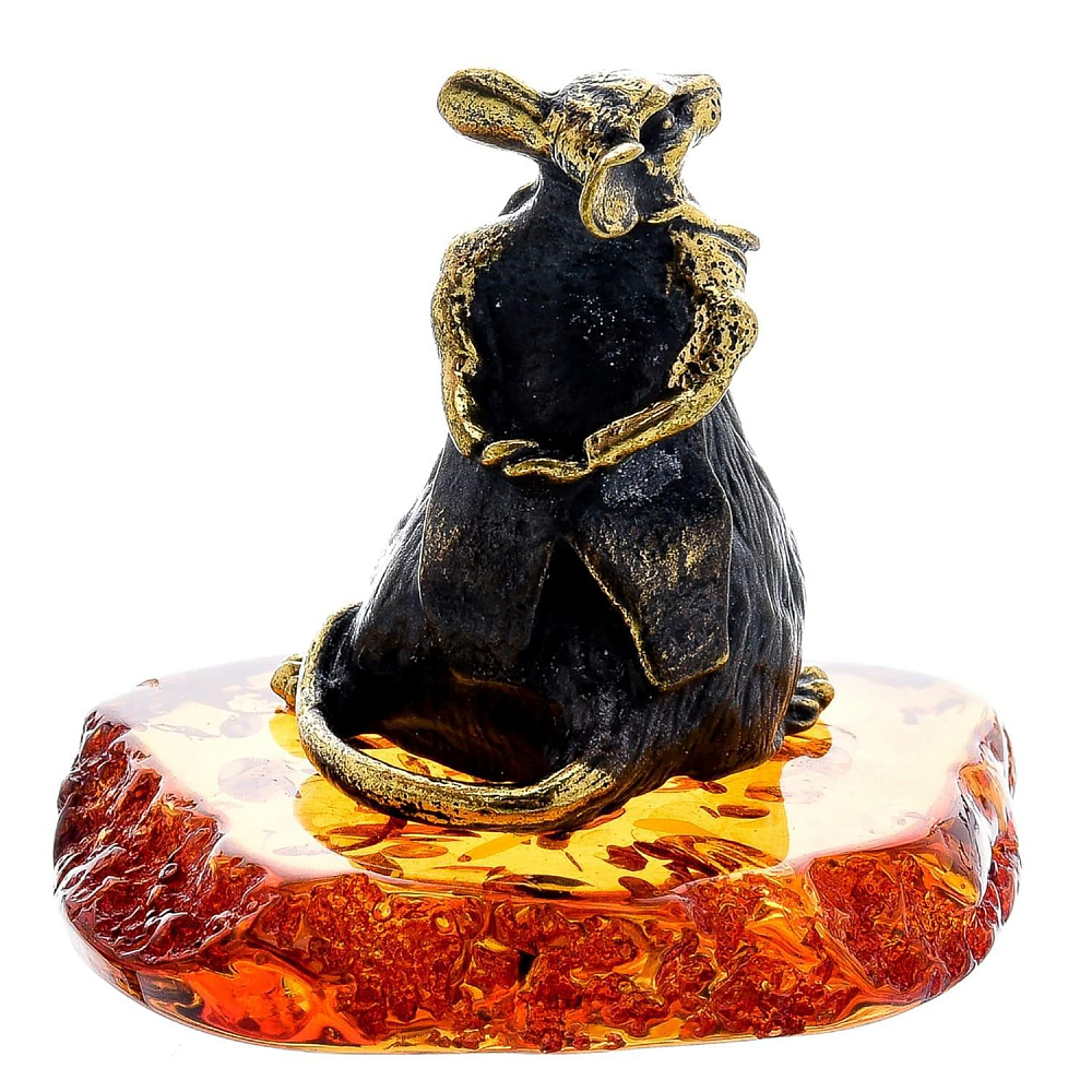 Статуэтка с янтарем «Мышь во фраке» - интернет магазин Русь Велика я фото 2