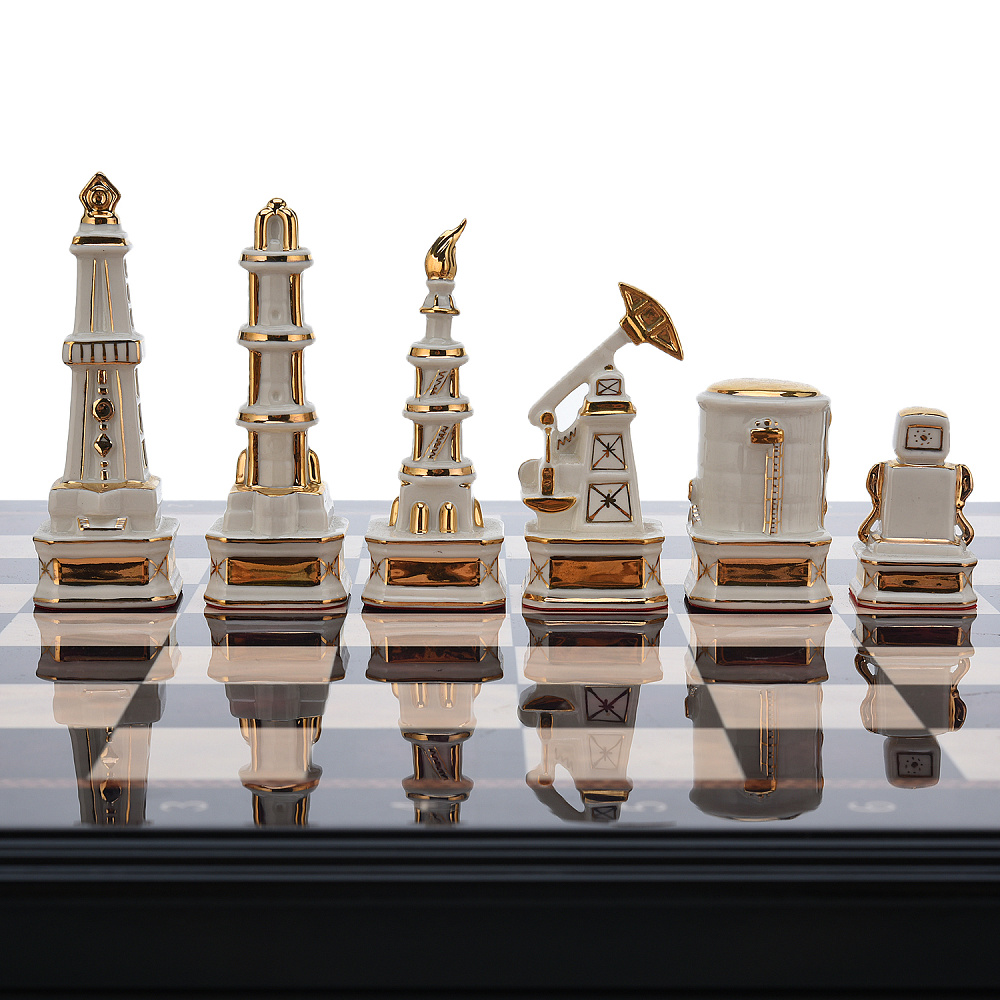 Шахматы с фигурами из фарфора «Нефть» 48х48 см - интернет магазин Русь Велика я фото 2