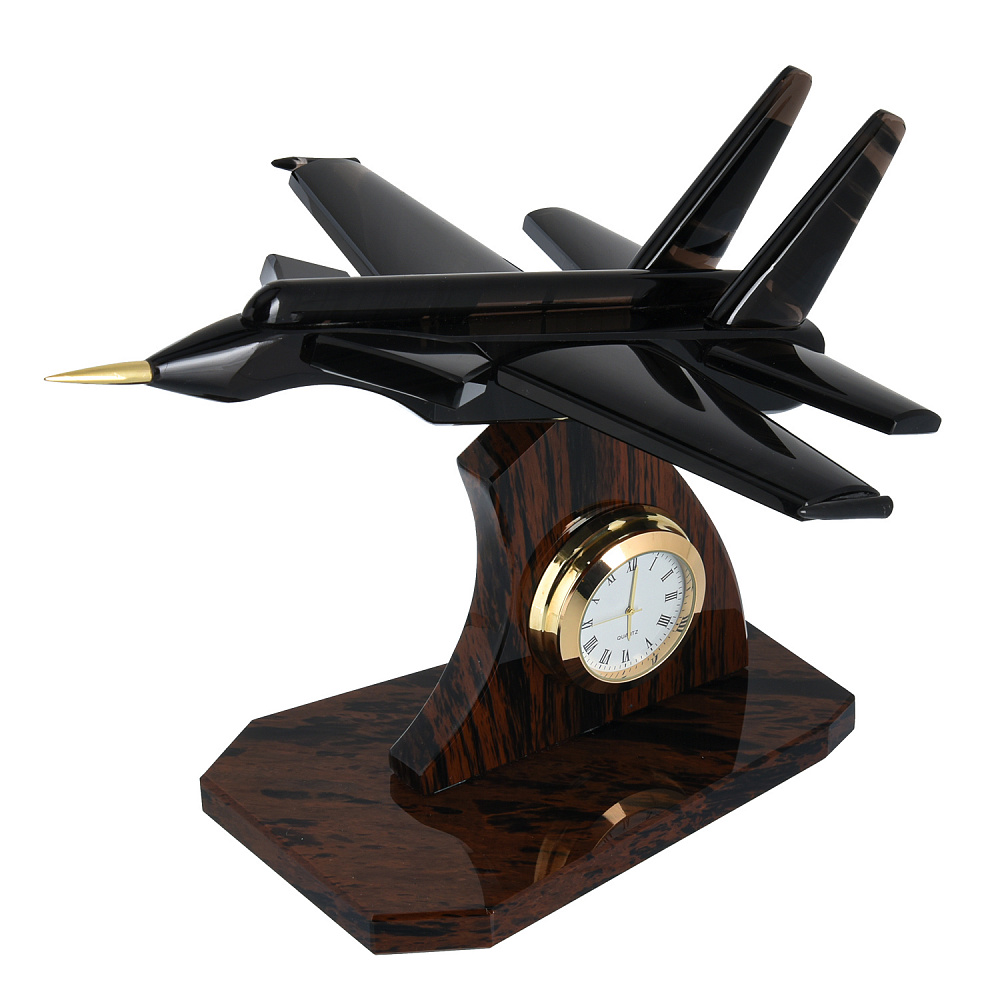 Часы настольные из натурального камня «Самолет» - интернет магазин Русь Велика я 