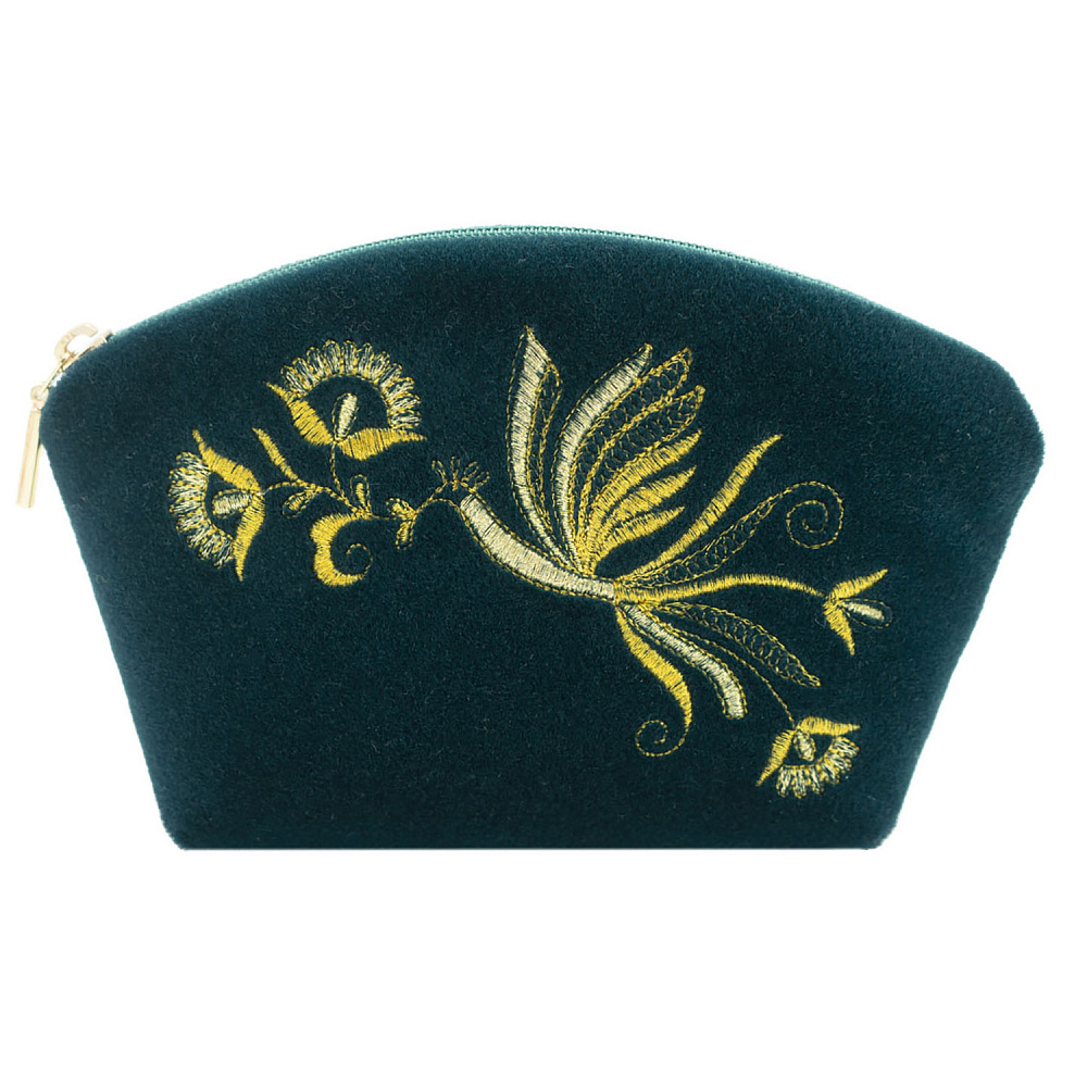 Косметичка «Птица». Цвет морской волны с вышивкой - интернет магазин Русь Велика я фото 1