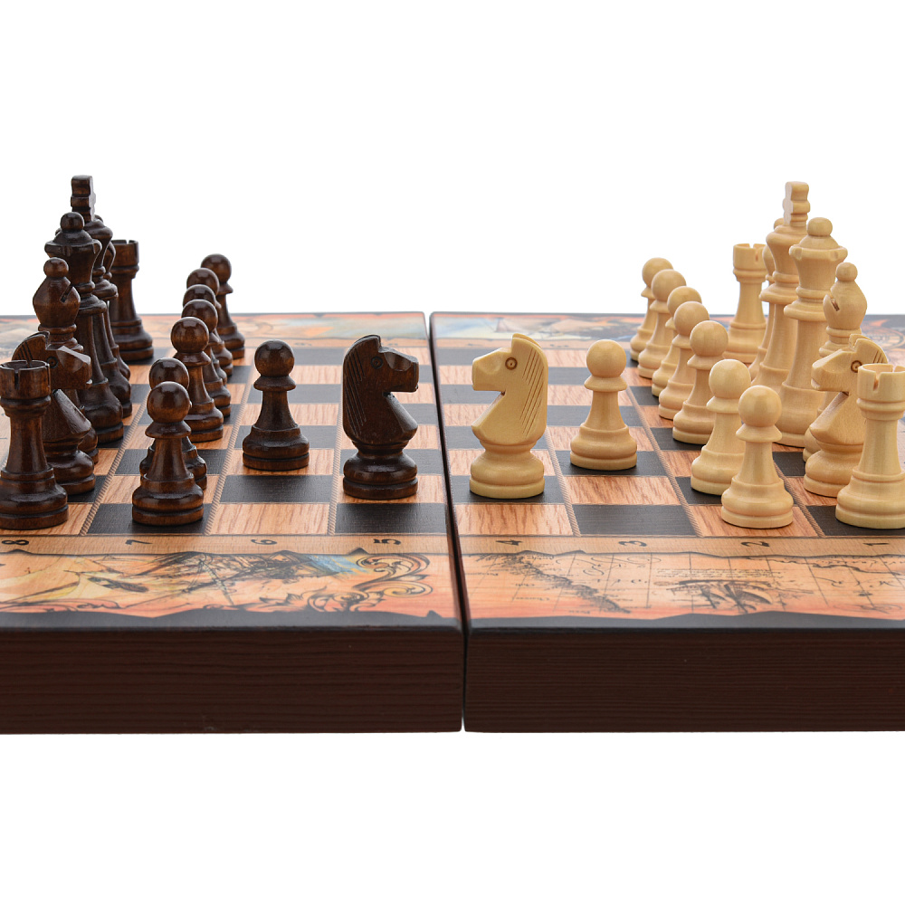 Шахматы-нарды-шашки деревянные «Морские» 50х25 см - интернет магазин Русь Велика я фото 5