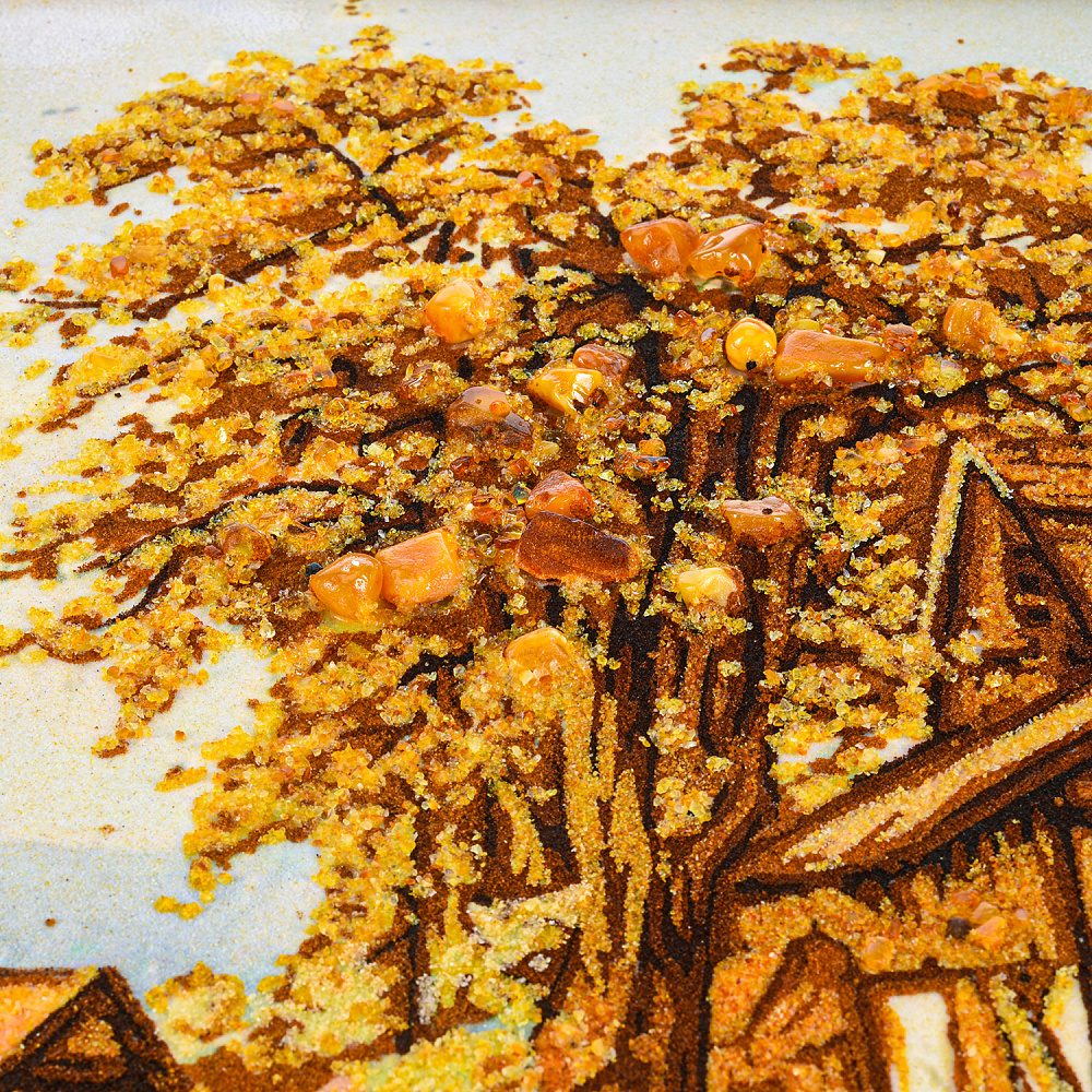 Картина янтарная «Утро в деревне» 60х40 см - интернет магазин Русь Велика я фото 2