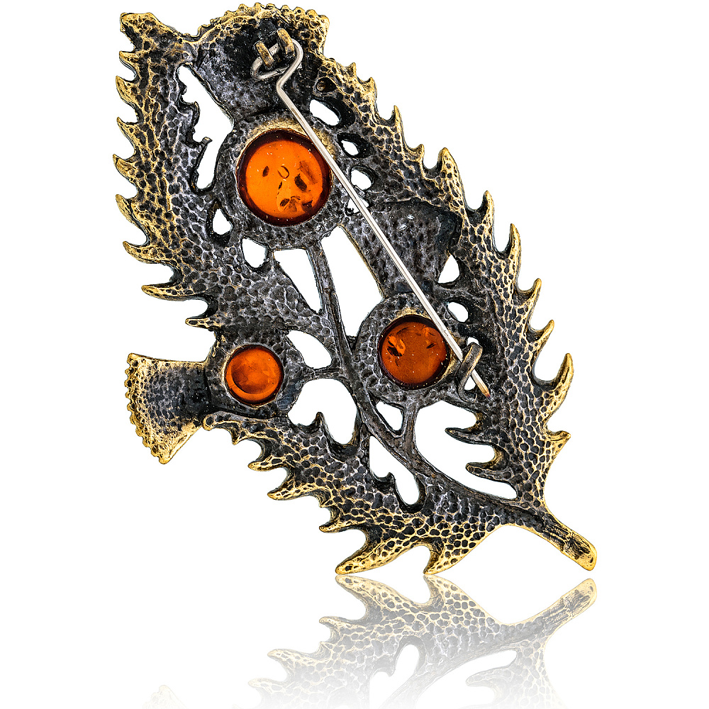 Брошь с янтарем «Бурьян» - интернет магазин Русь Велика я фото 1