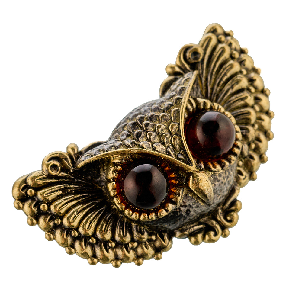 Брошь с янтарем «Совушка Жужа» - интернет магазин Русь Велика я 