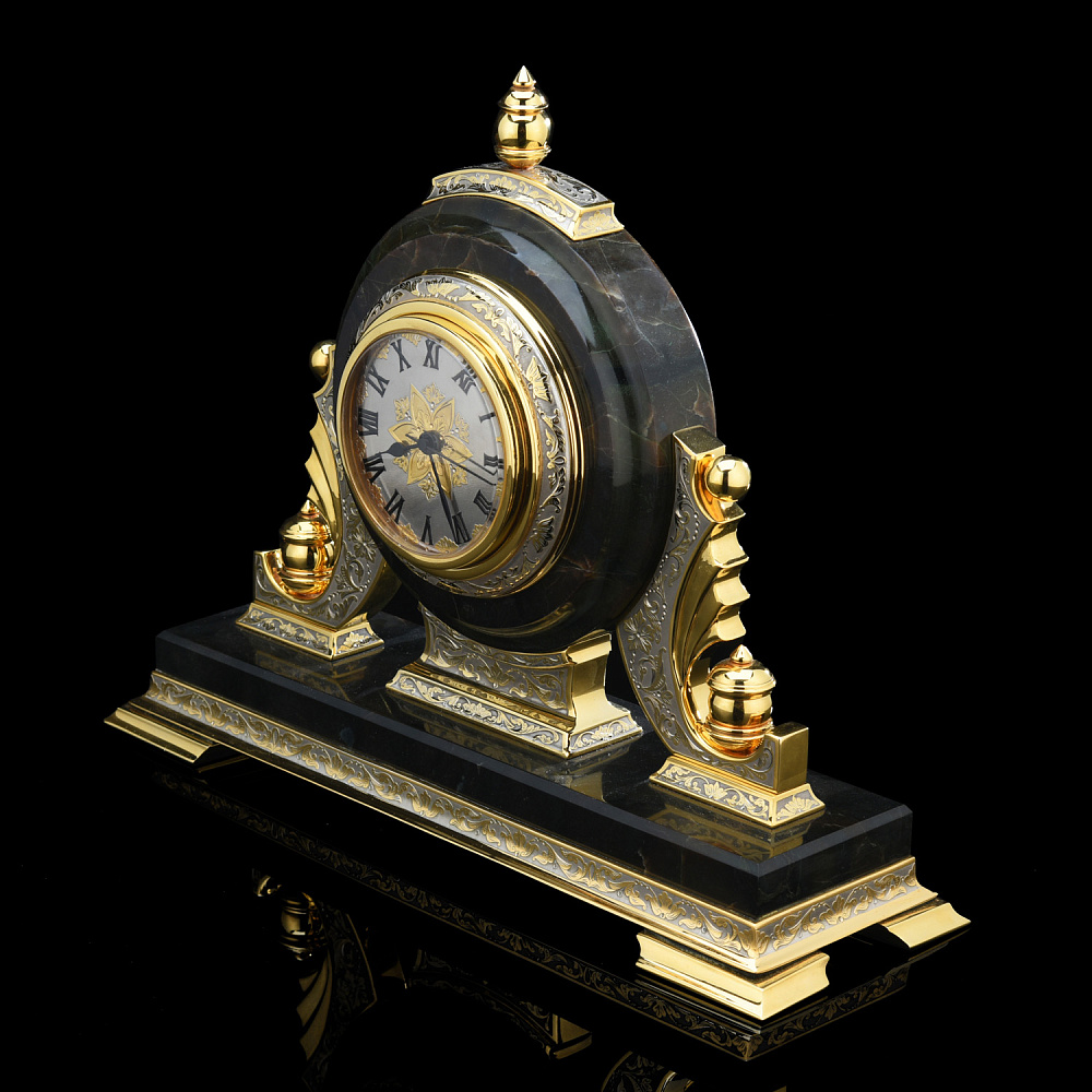 Часы настольные из камня с позолотой. Златоуст - интернет магазин Русь Велика я фото 1