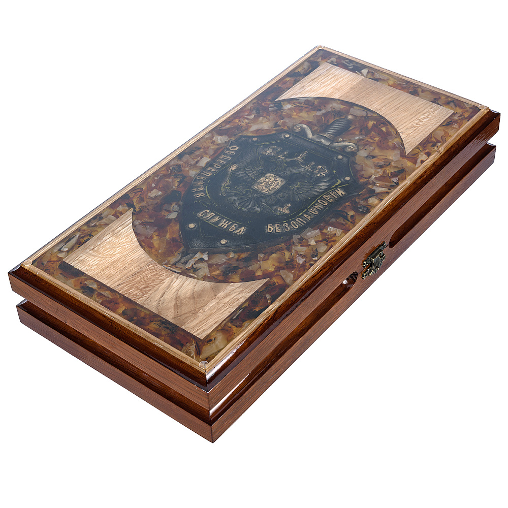 Нарды янтарные «Герб РФ. ФСБ» 46х23 см - интернет магазин Русь Велика я фото 3