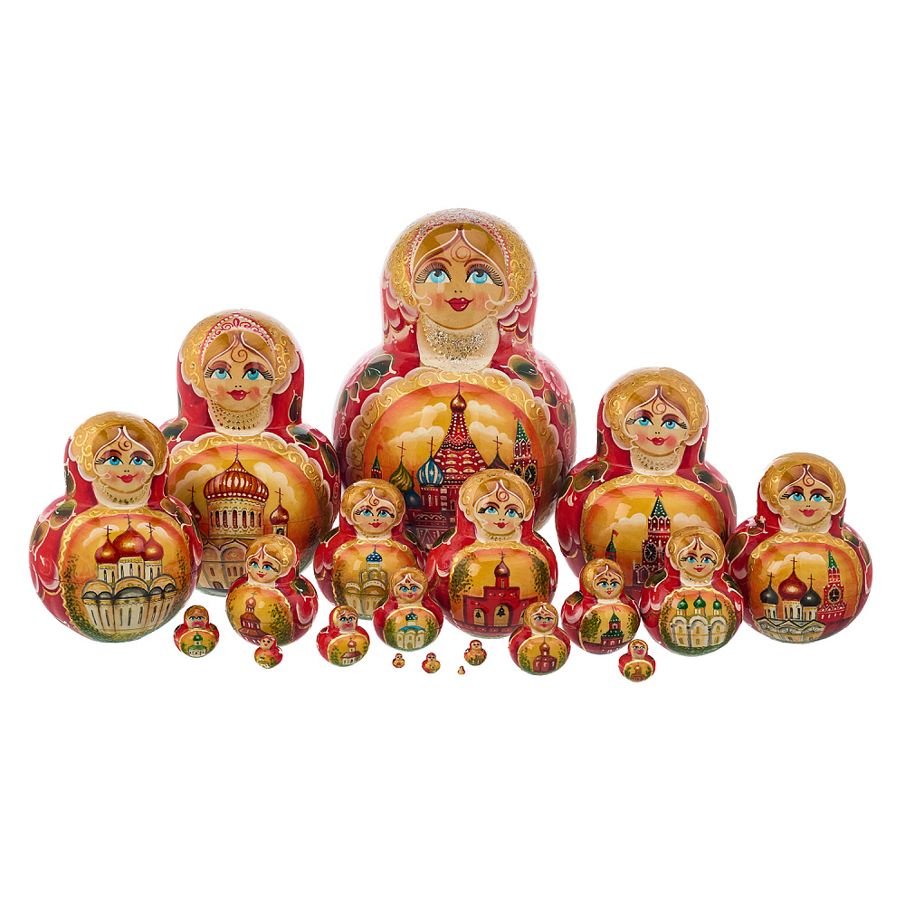 Матрешка «Москва. Храм Василия Блаженного» 20 мест - интернет магазин Русь Велика я 