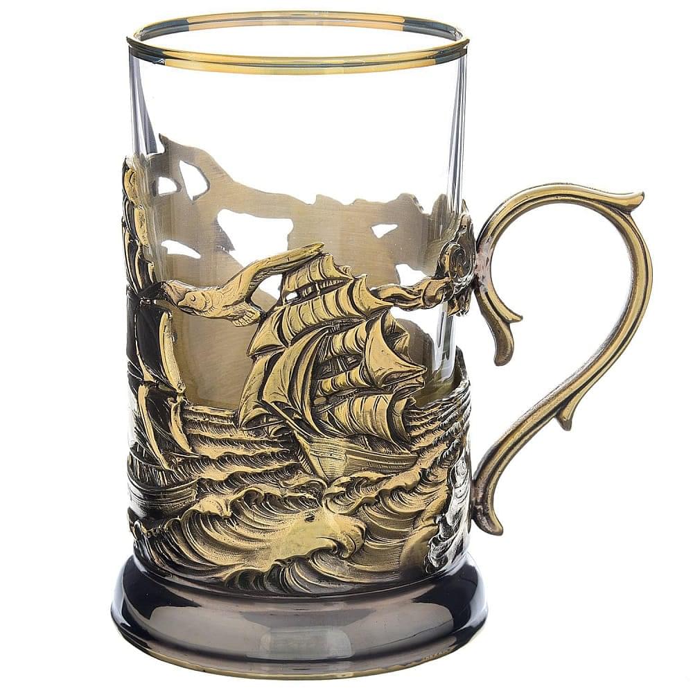 Подстаканник «Парус». Латунь - интернет магазин Русь Велика я фото 1