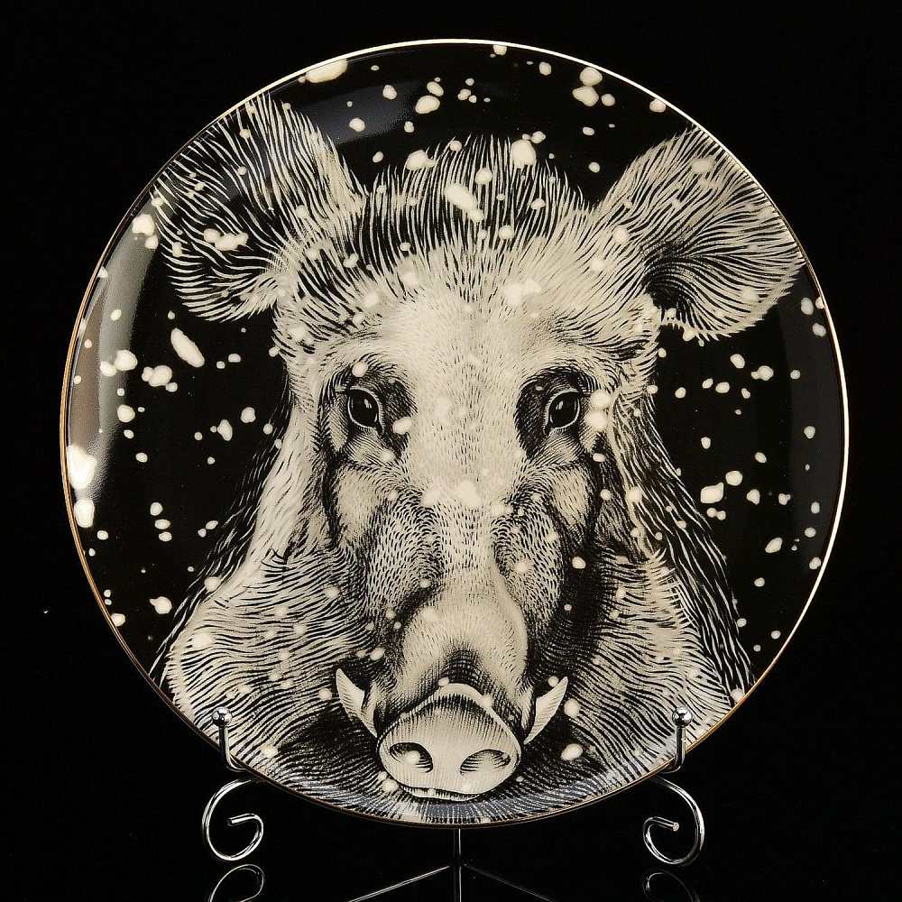 Декоративная тарелка «Тотем. Кабан 1» Форма «Эллипс-2» ИФЗ - интернет магазин Русь Велика я 
