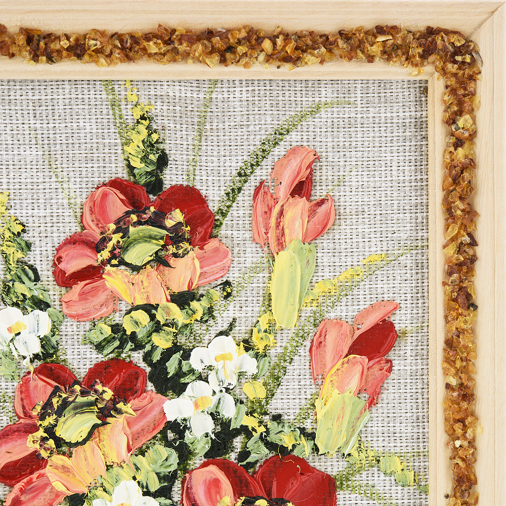 Панно в янтарной раме «Букет цветов» 27х18 см - интернет магазин Русь Велика я фото 2