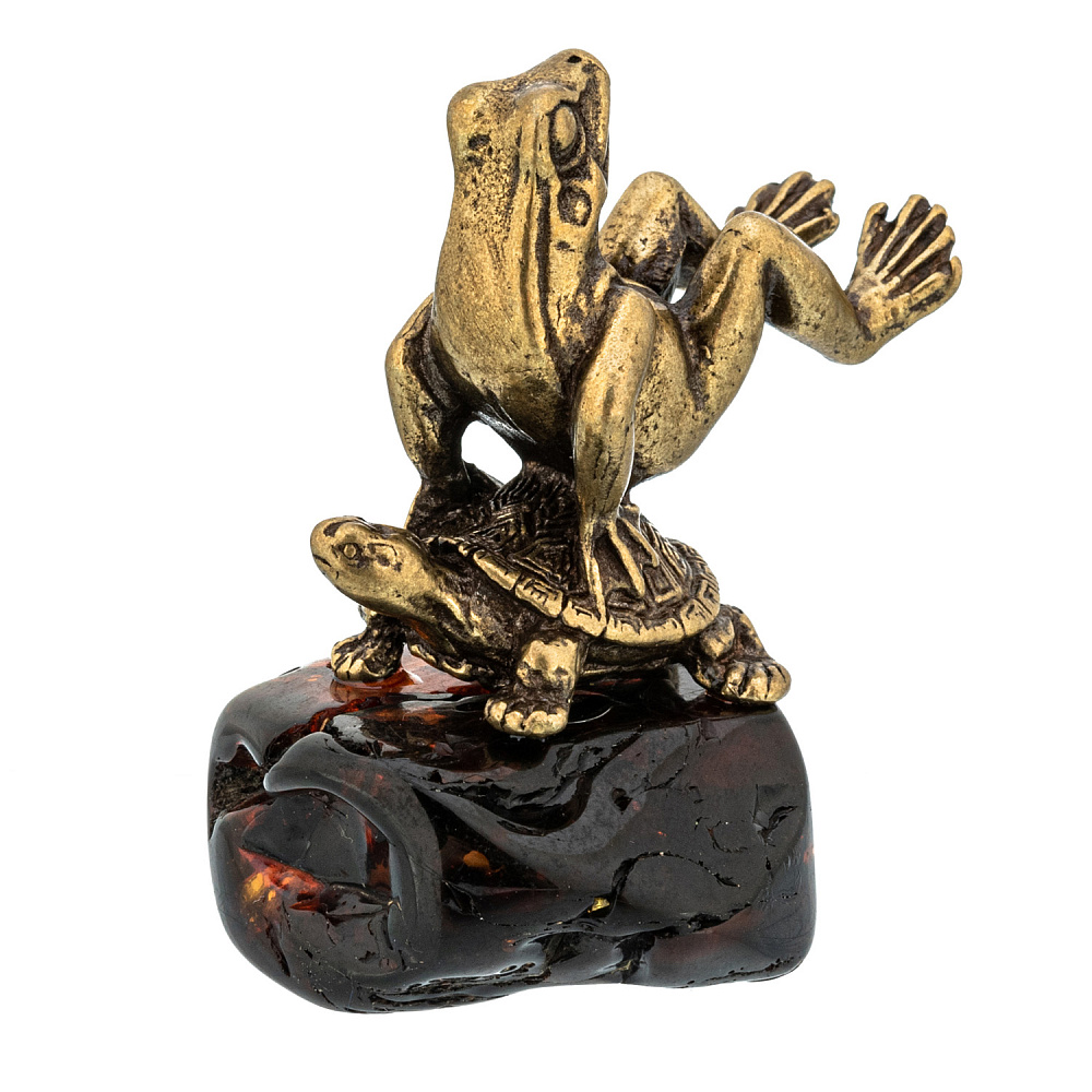 Статуэтка с янтарем «Лягушка на черепахе» - интернет магазин Русь Велика я фото 1