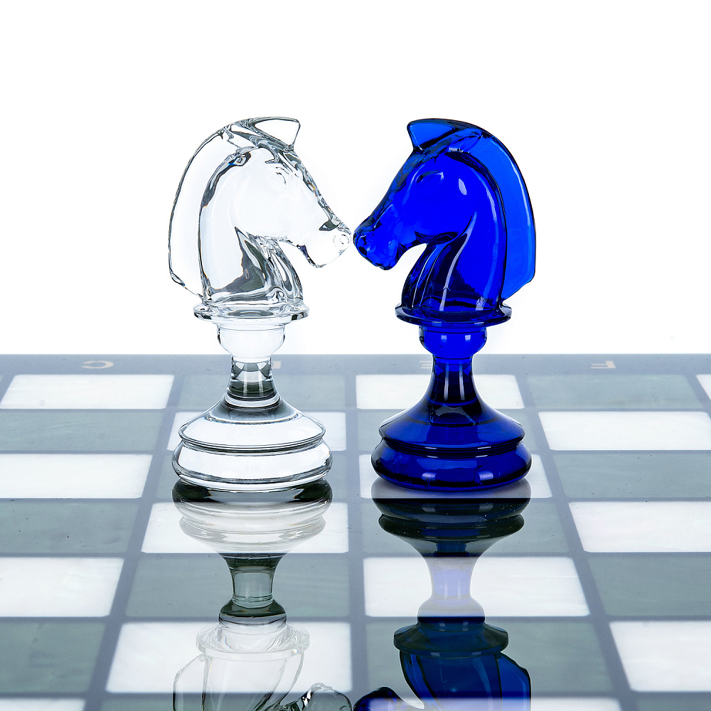 Шахматы с перламутром и стеклянными фигурами 45х45 см - интернет магазин Русь Велика я фото 3