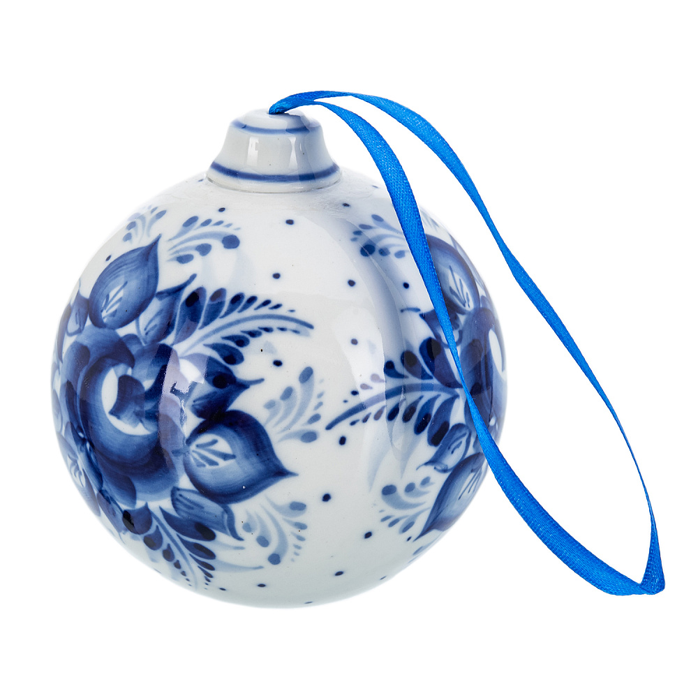 Новогодний елочный шар. Гжель - интернет магазин Русь Велика я фото 1