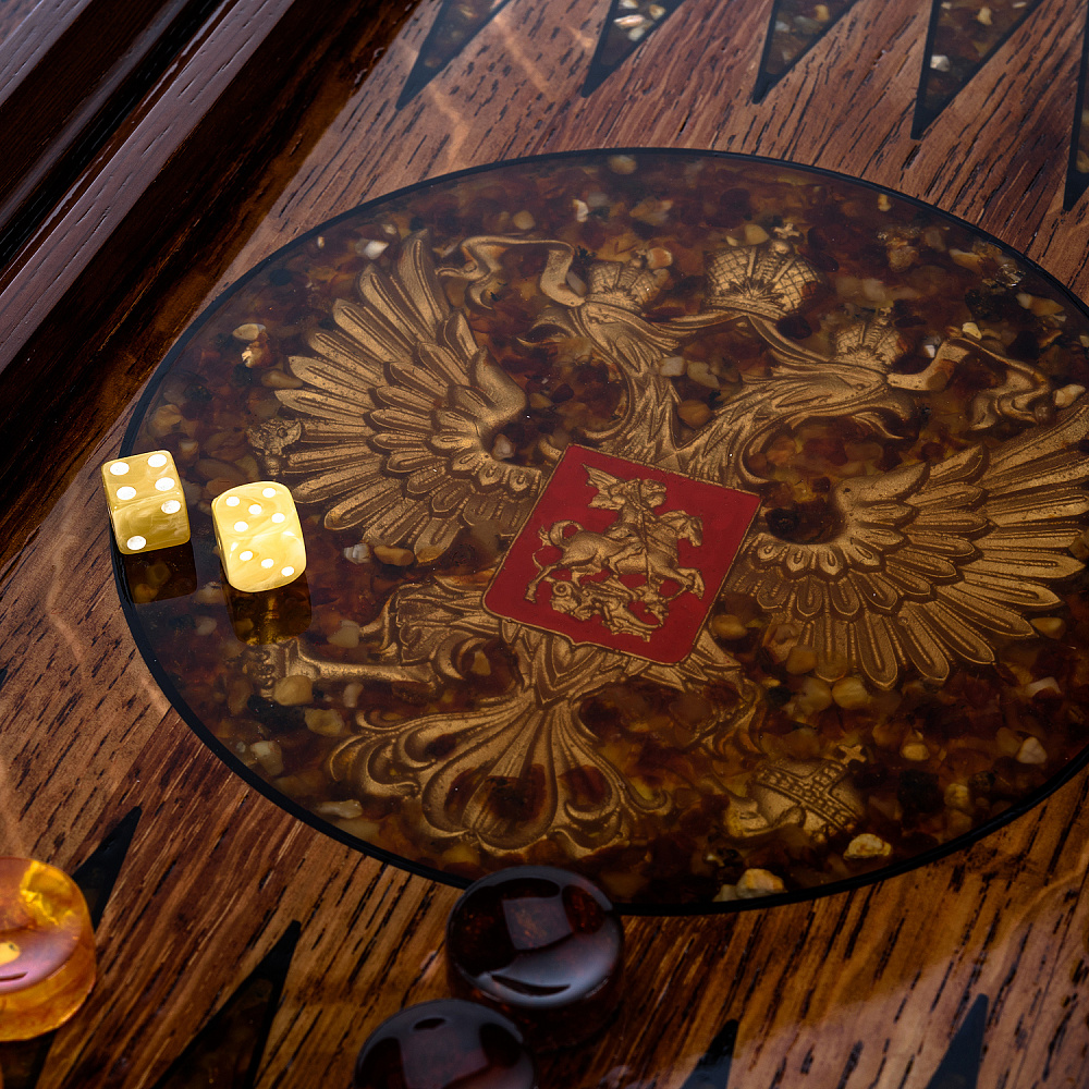 Нарды янтарные «Герб РФ. ФСБ» 46х23 см - интернет магазин Русь Велика я фото 4