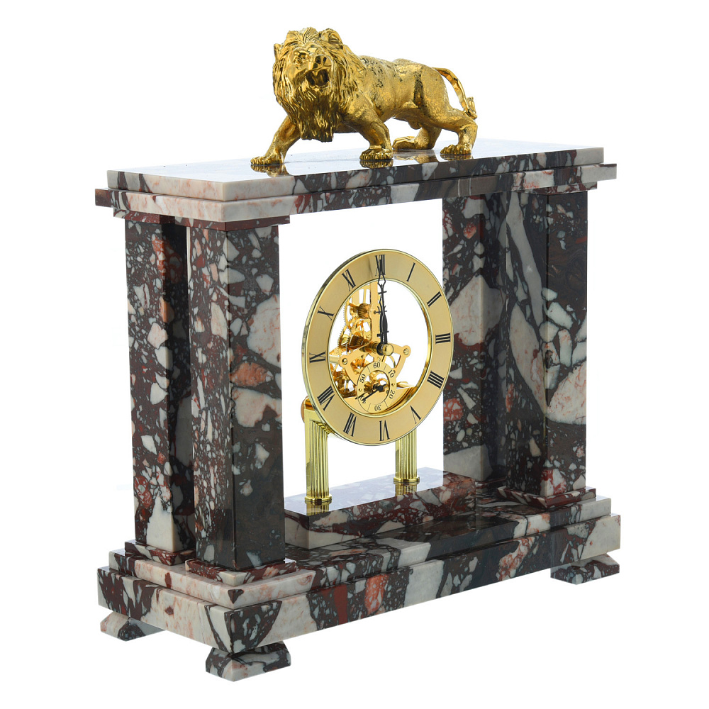 Часы настольные из камня «Лев» - интернет магазин Русь Велика я 