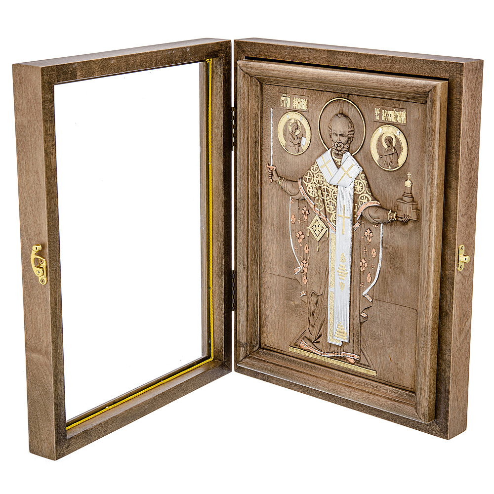 Деревянная икона в киоте «Николай Можайский» 39х30 см - интернет магазин Русь Велика я фото 2
