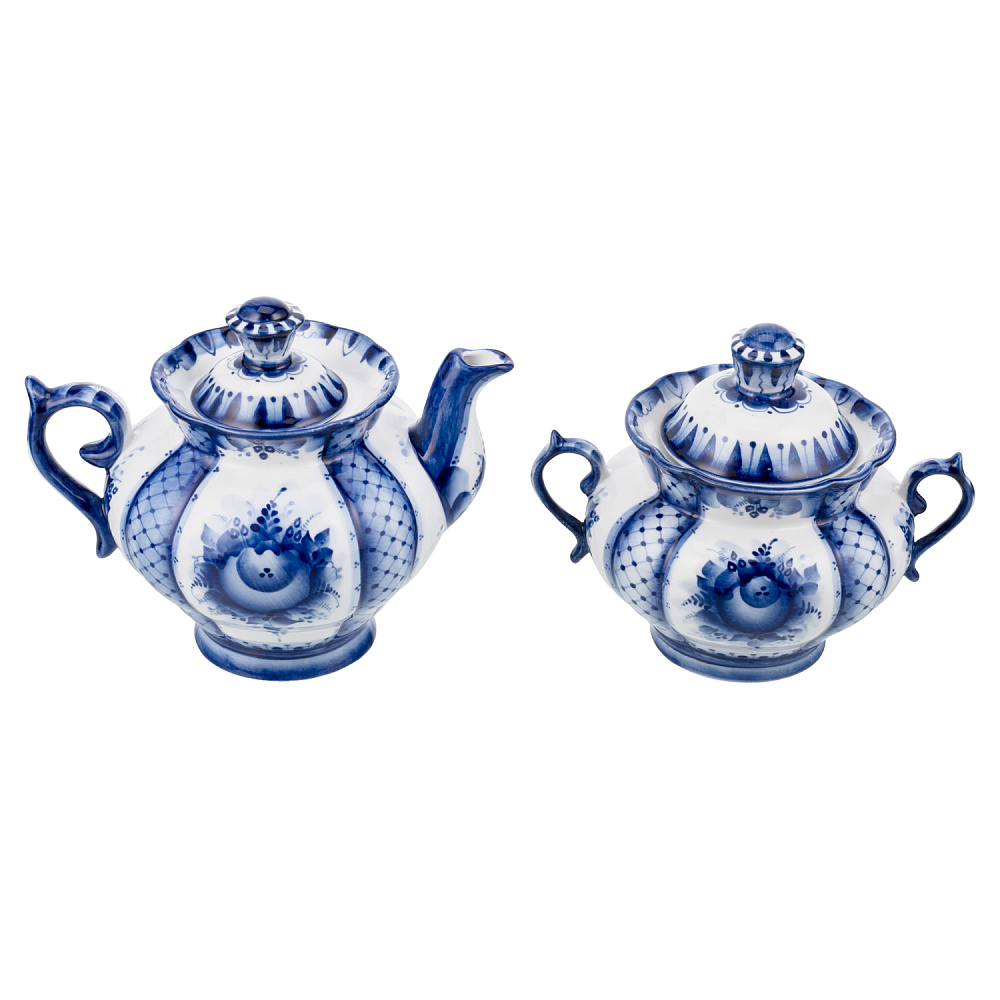 Чайный сервиз на 6 персон с росписью «Восторг». Гжель - интернет магазин Русь Велика я фото 2