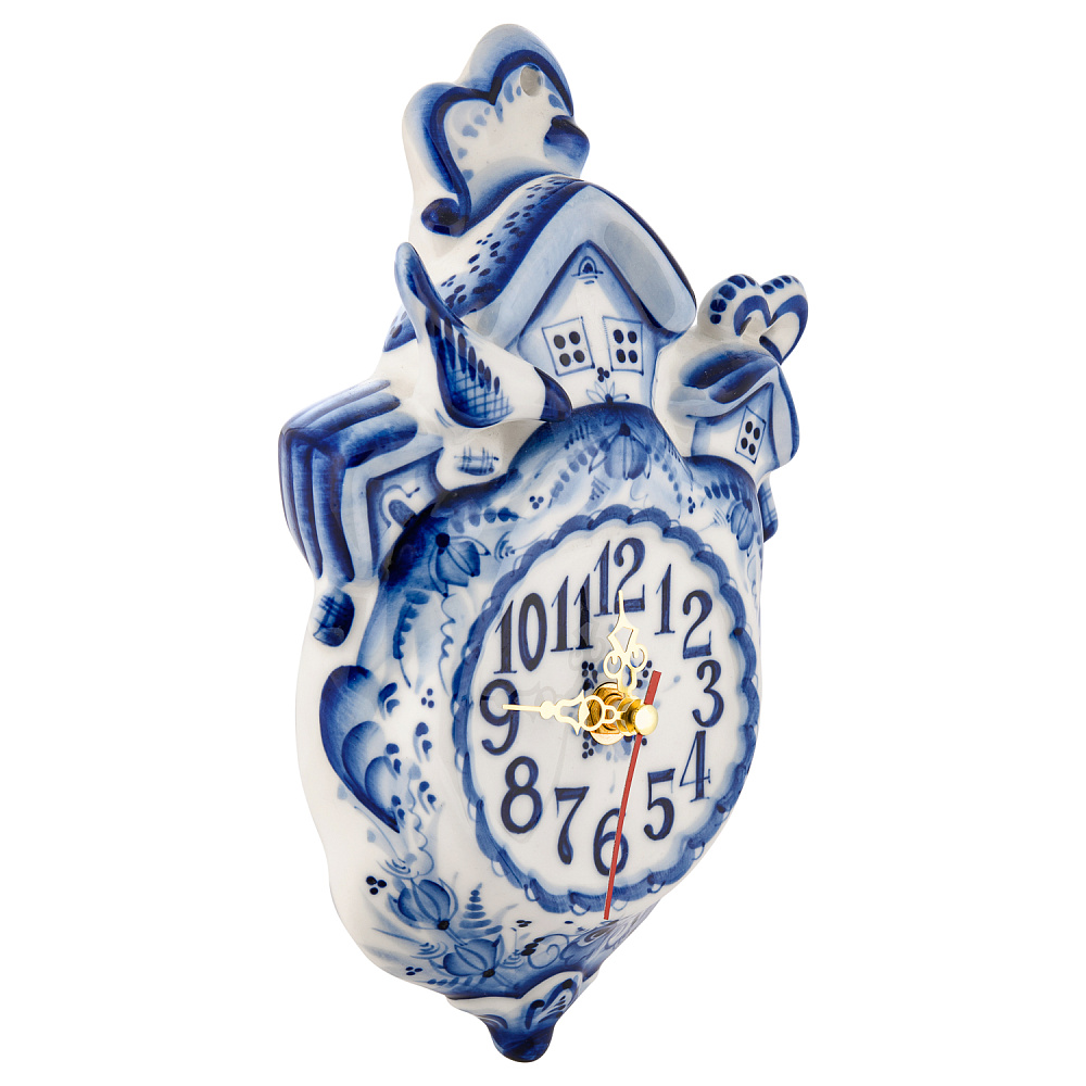 Часы настенные «Деревня». Фарфор Гжель - интернет магазин Русь Велика я фото 1