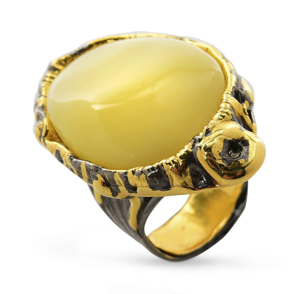 Кольцо с янтарем «Элина» 16,4 гр. Серебро 925* - интернет магазин Русь Велика я 