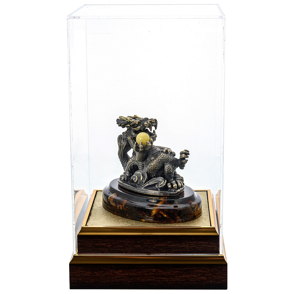 Статуэтка из бронзы и янтаря «Блатной китайский дракон» - интернет магазин Русь Велика я фото 7