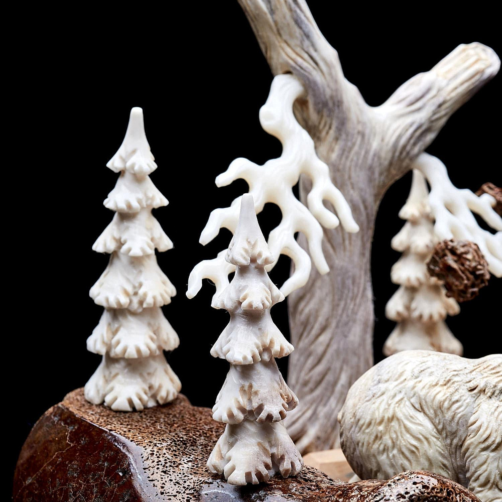 Скульптура из рога лося «Медведи на рыбалке» - интернет магазин Русь Велика я фото 5