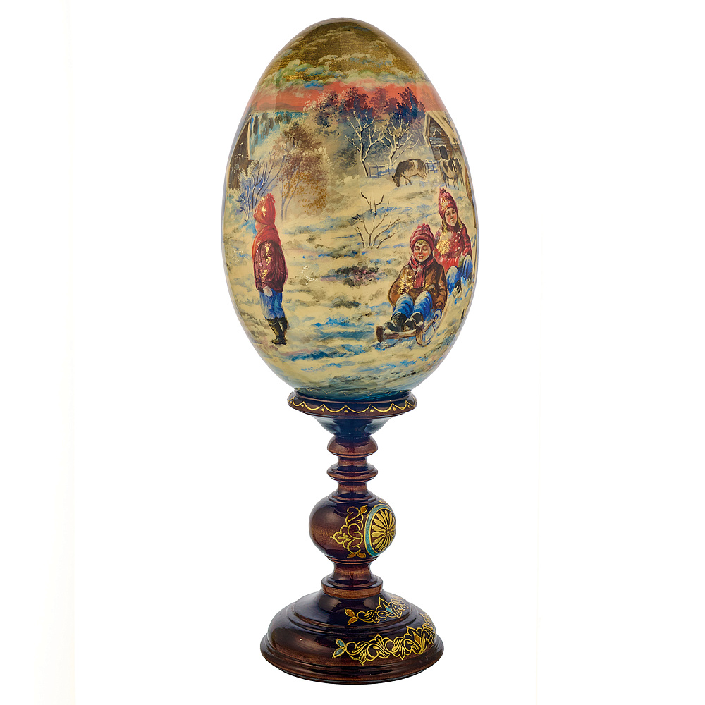 Пасхальное яйцо на подставке «Русская зима» - интернет магазин Русь Велика я фото 1