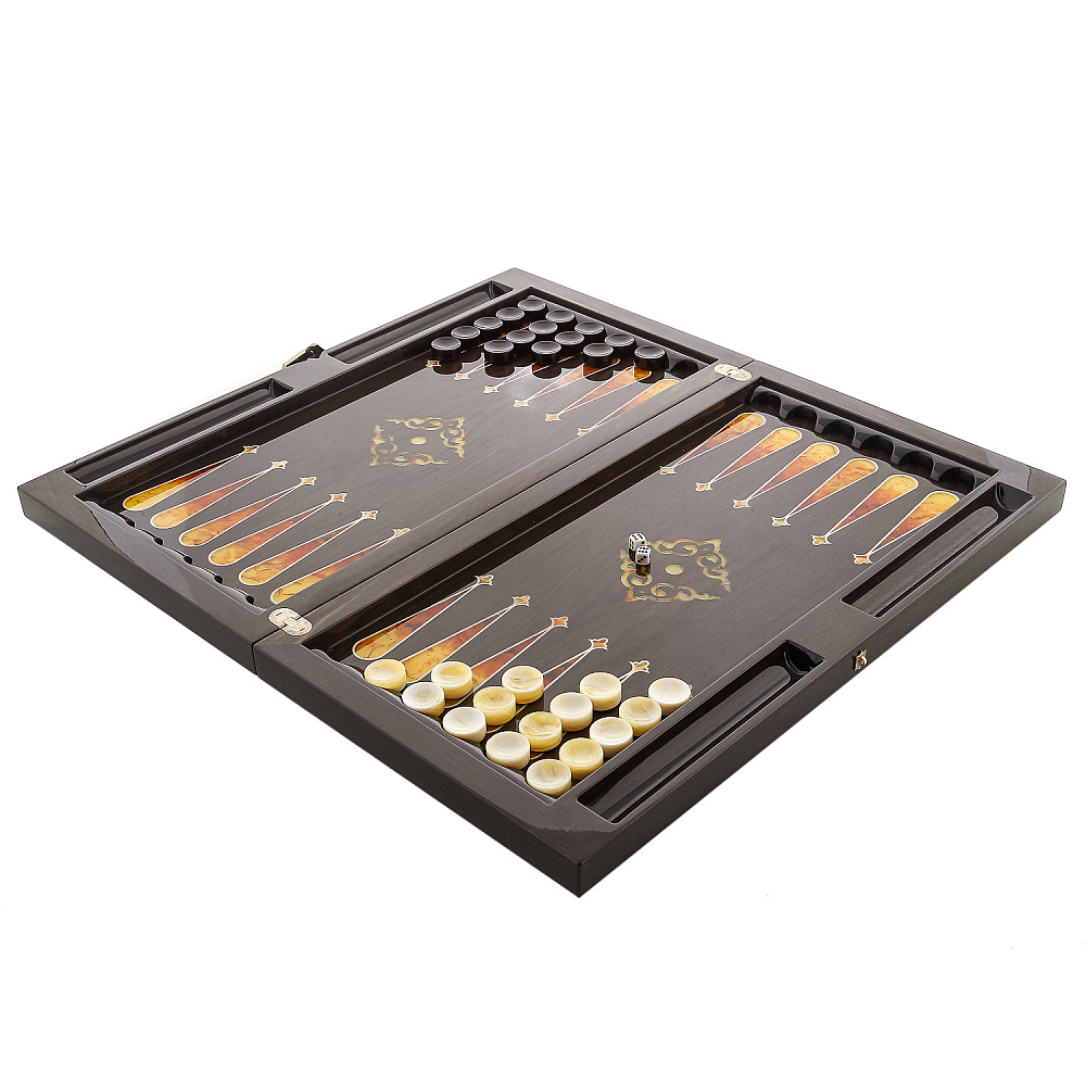 Нарды из мореного дуба с инкрустацией и фишками из янтаря «Черное золото» - интернет магазин Русь Велика я фото 3