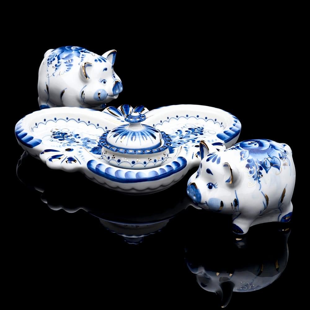 Набор для специй «Поросята» Гжель - интернет магазин Русь Велика я фото 1