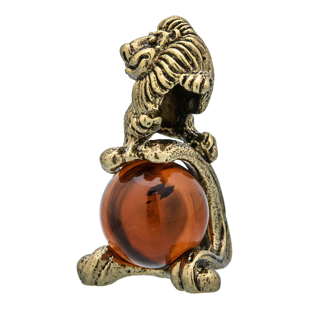 Статуэтка с янтарем «Лев» - интернет магазин Русь Велика я фото 1