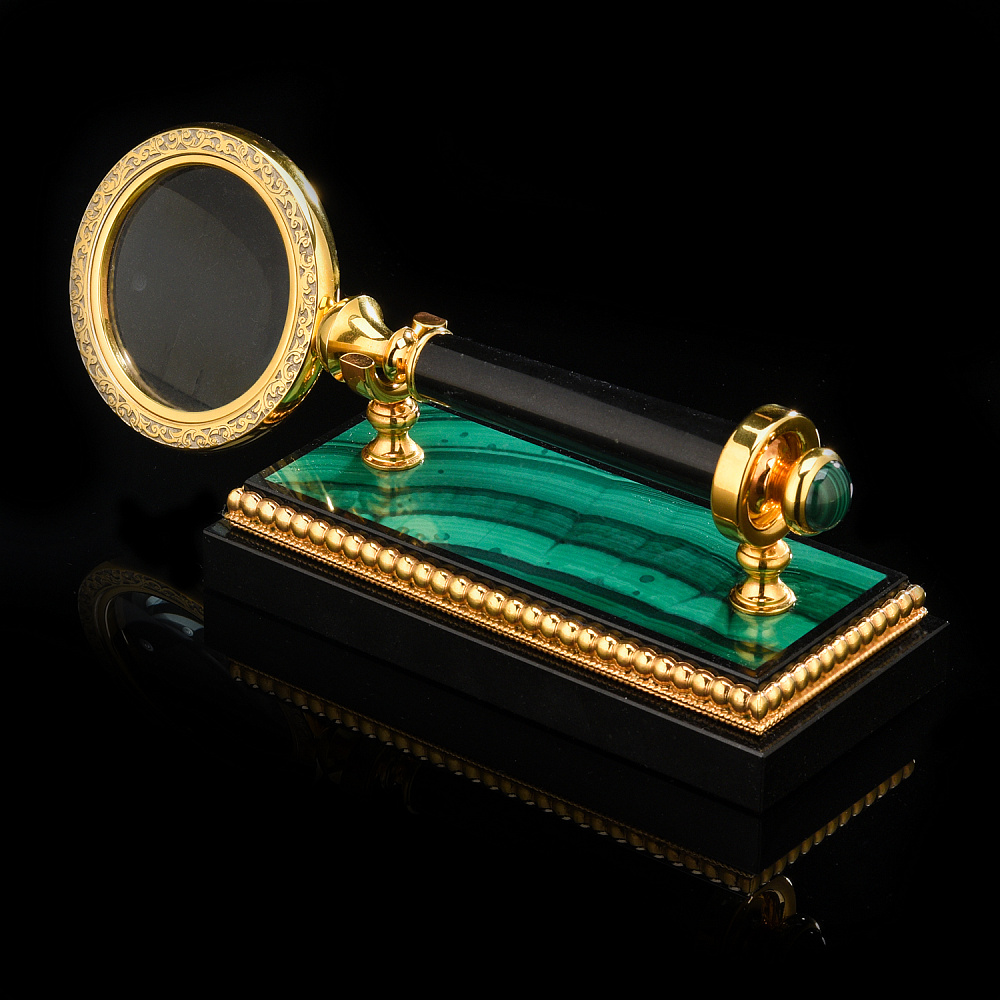 Лупа настольная на подставке из малахита. Златоуст - интернет магазин Русь Велика я 