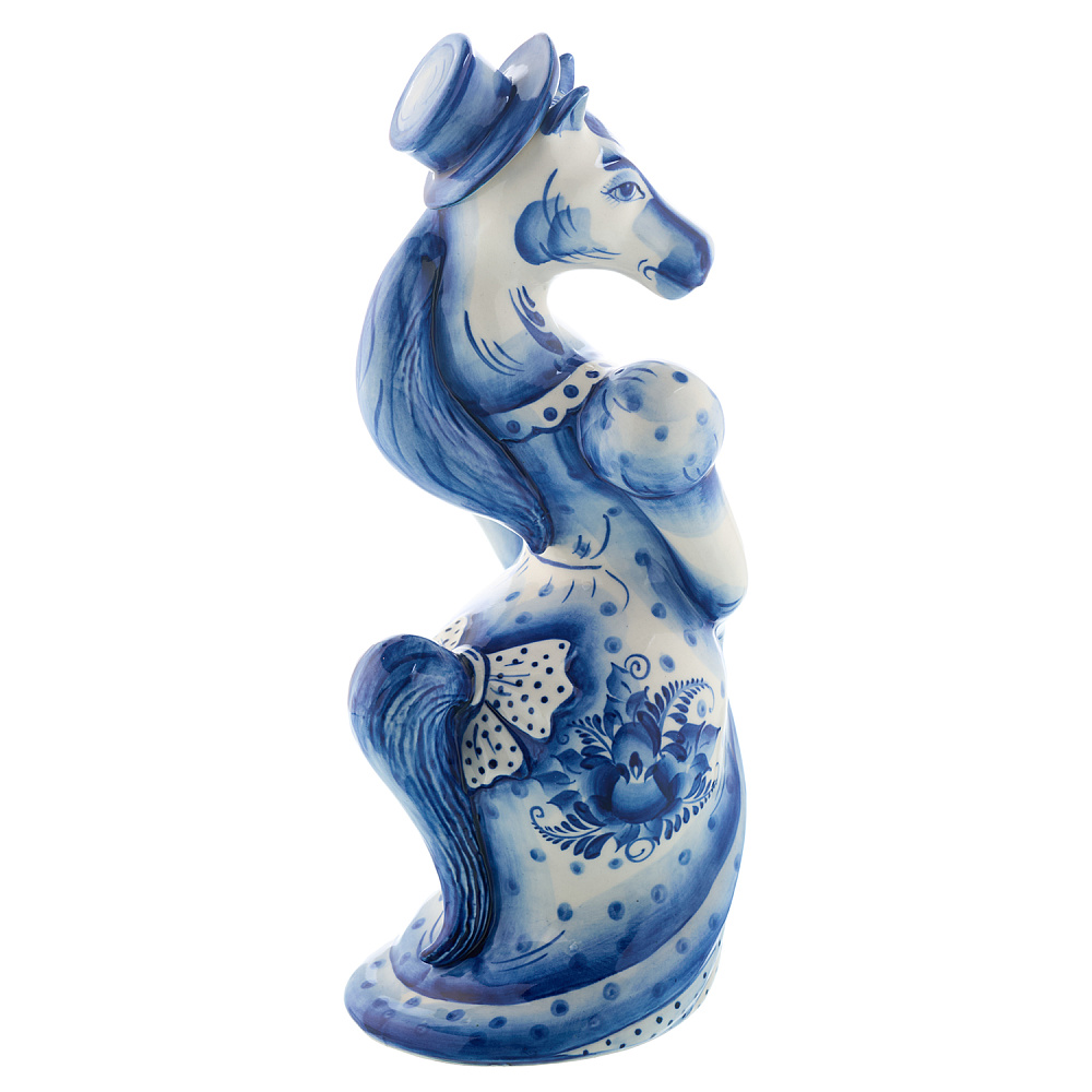 Символ 2026 года. Штоф 0,5 л «Лошадь-красотка». Гжель - интернет магазин Русь Велика я фото 3