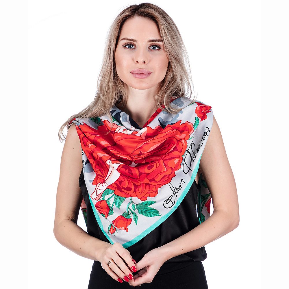 Платок шелковый «Город До» 90х90 см - интернет магазин Русь Велика я 