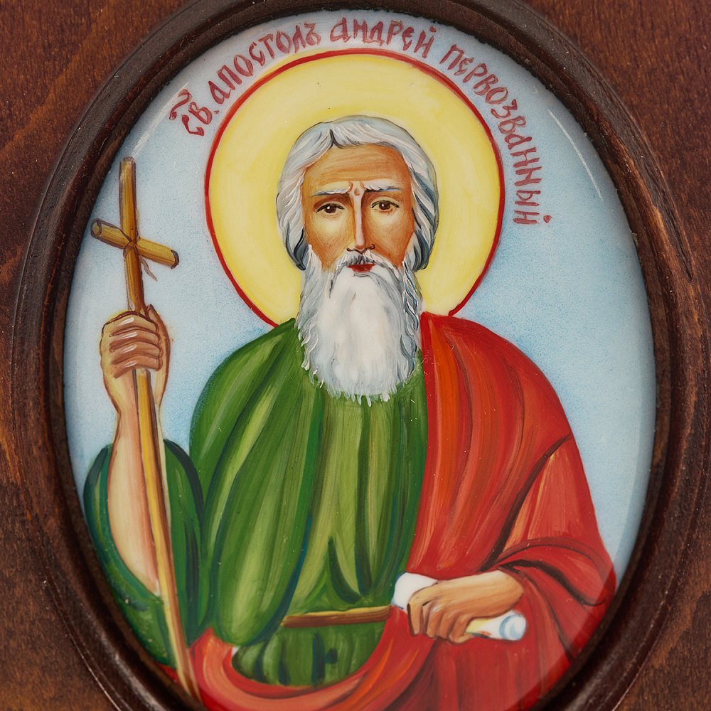 Икона «Андрей Первозванный». Ростовская финифть 10,5х13,5 см - интернет магазин Русь Велика я фото 2