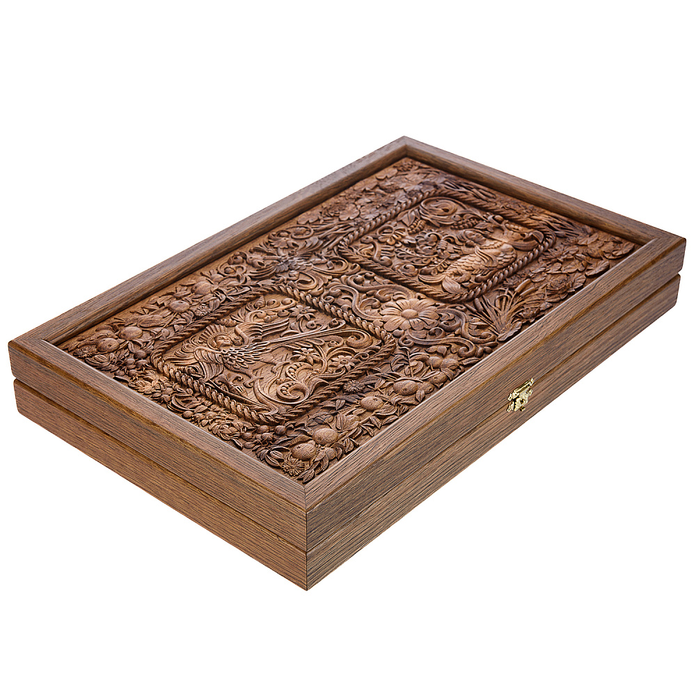 Резные деревянные нарды-шашки «Берегиня и райская птица» - интернет магазин Русь Велика я фото 1