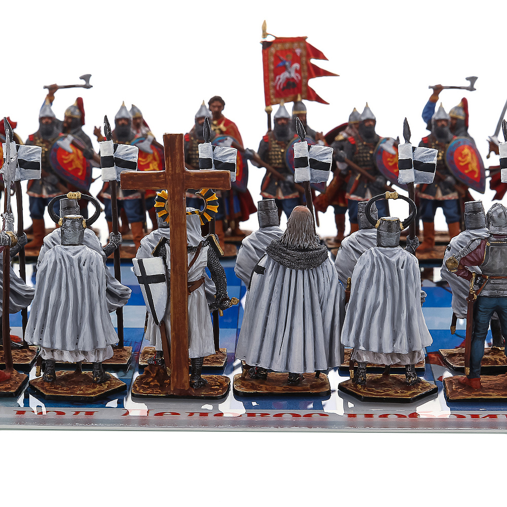 Шахматы со стеклянным полем и оловянными фигурами «Ледовое побоище» 34х34 см - интернет магазин Русь Велика я фото 8