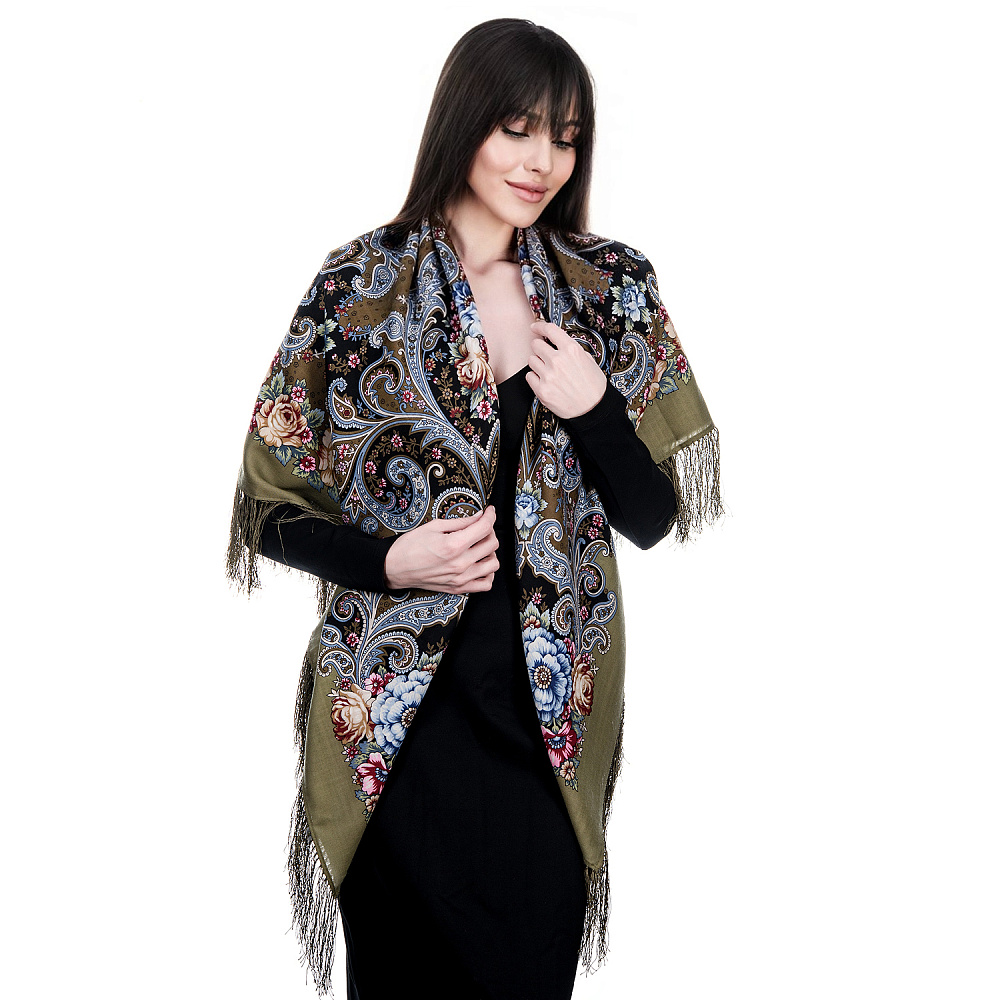 Платок ПавлоПосадский шерстяной «Мечты о счастье» 125х125 см - интернет магазин Русь Велика я фото 3