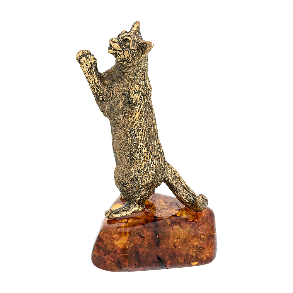 Статуэтка с янтарем «Кот попрошайка» - интернет магазин Русь Велика я фото 1