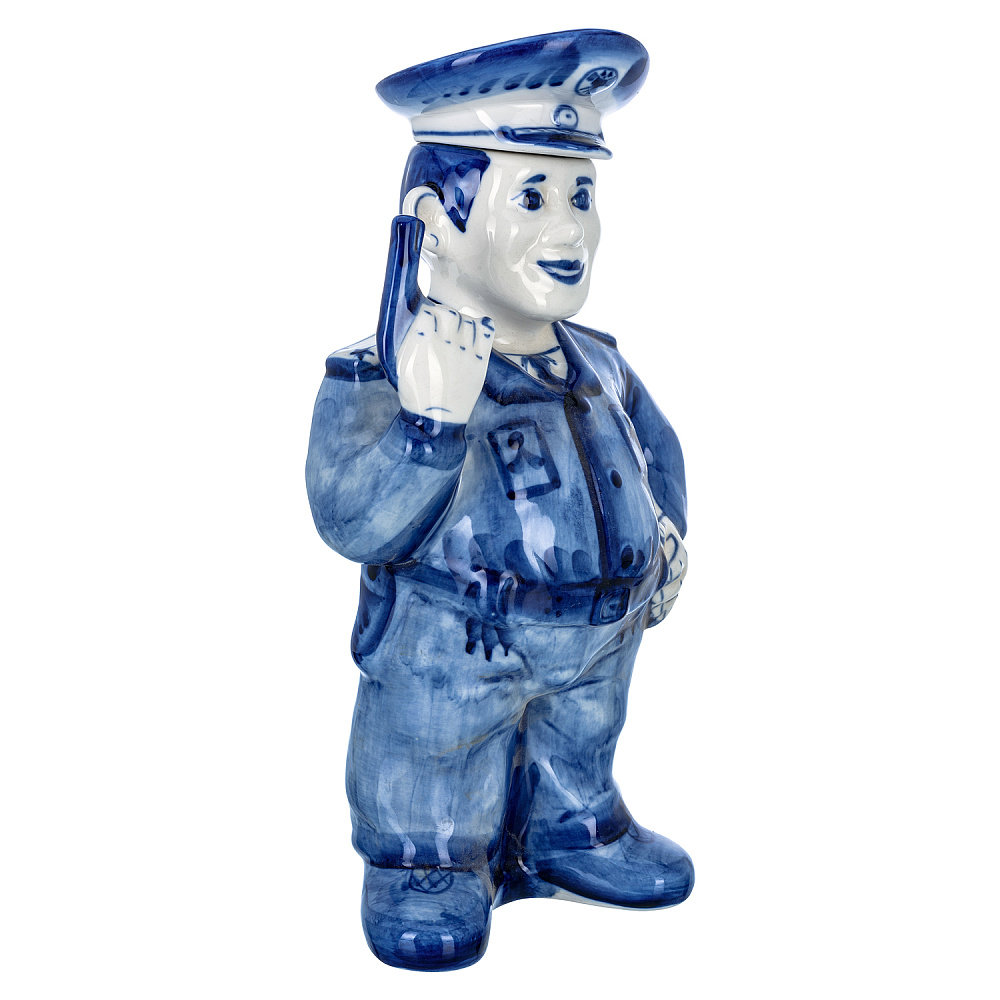 Штоф 1 л «Постовой с пистолетом». Гжель - интернет магазин Русь Велика я фото 3