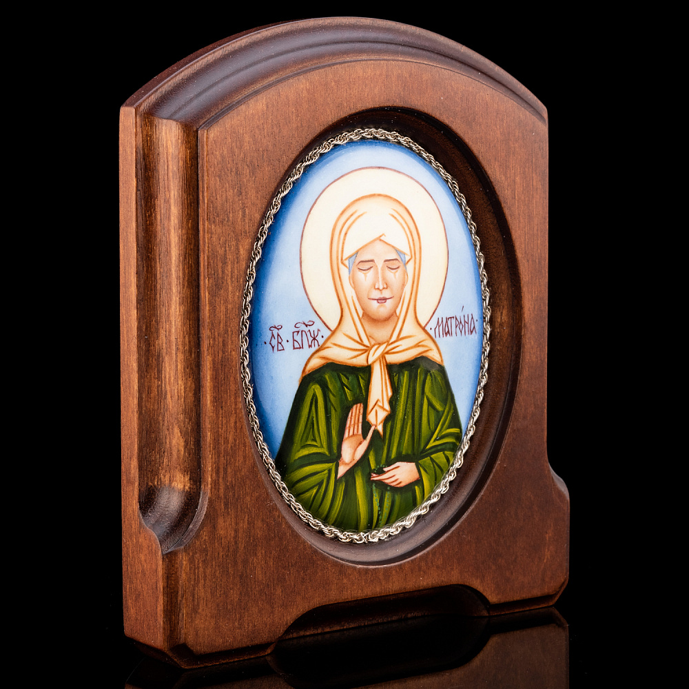 Икона с финифтью «Св. блаженная Матрона Московская» 11 х 13 см - интернет магазин Русь Велика я фото 1