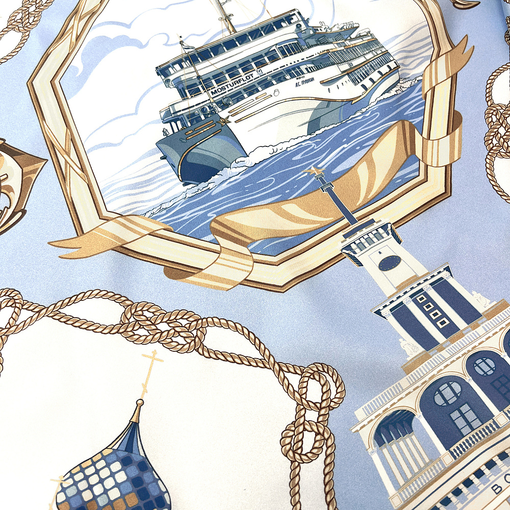 Платок шелковый «Реки России» 90х90 см - интернет магазин Русь Велика я фото 3