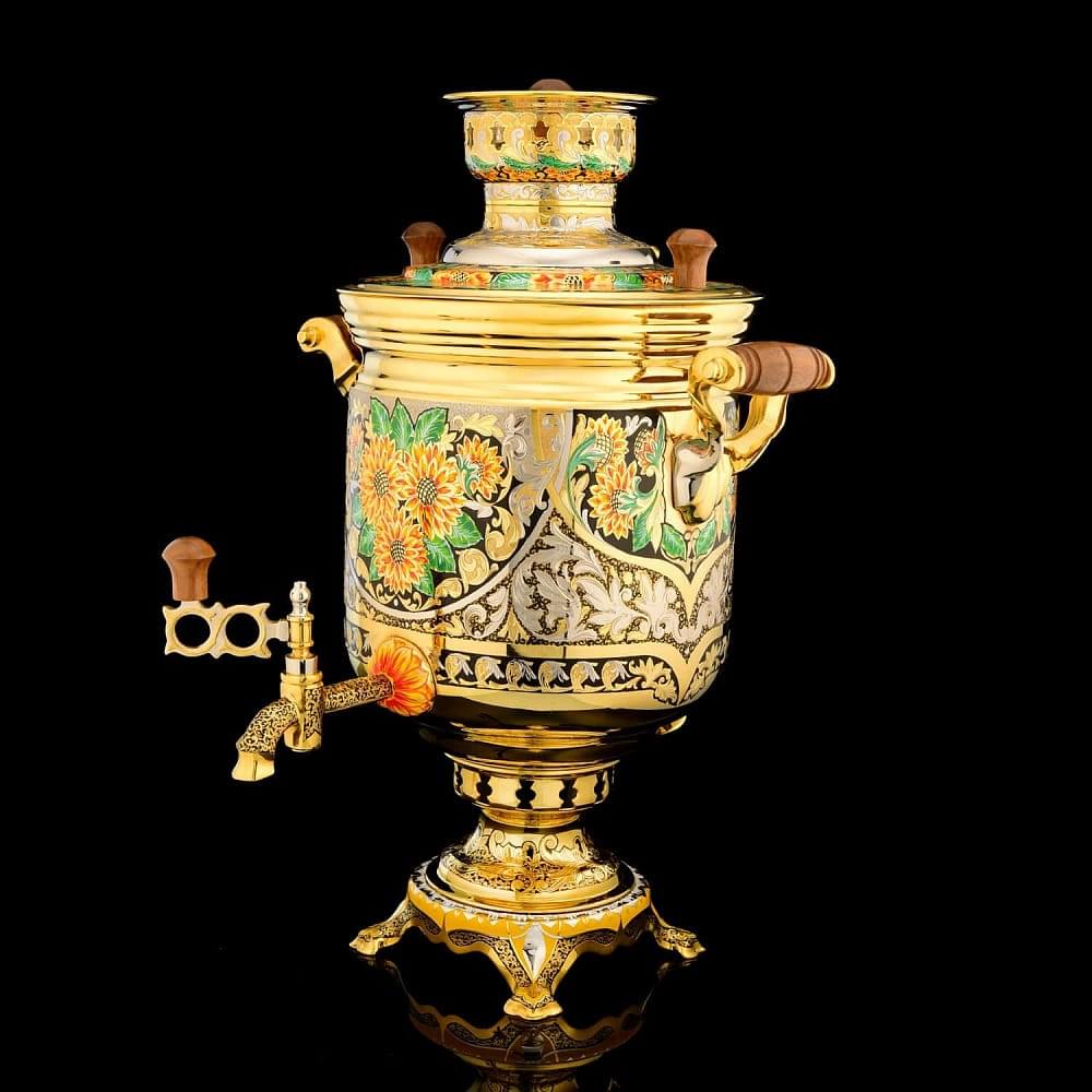 Чайный сервиз с самоваром «Кольчуга» 5л. Златоуст - интернет магазин Русь Велика я фото 3