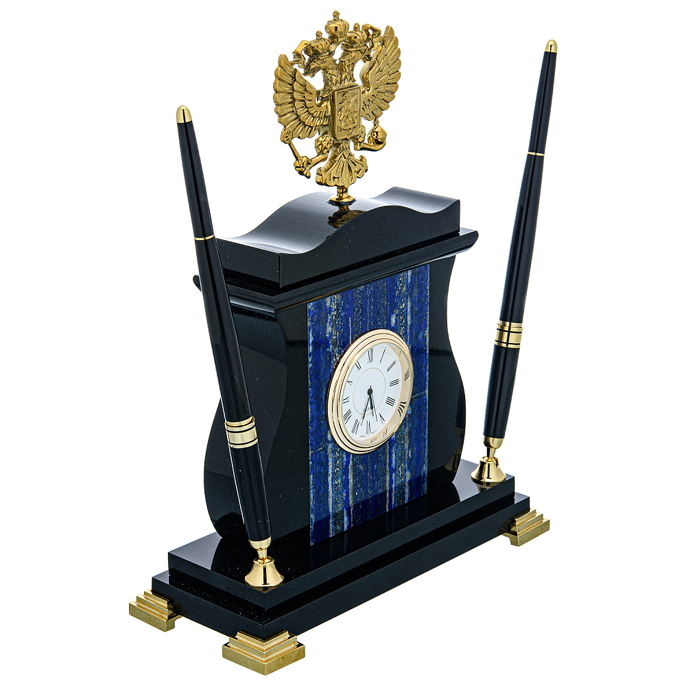Часы настольные из натурального камня «Герб» - интернет магазин Русь Велика я фото 1