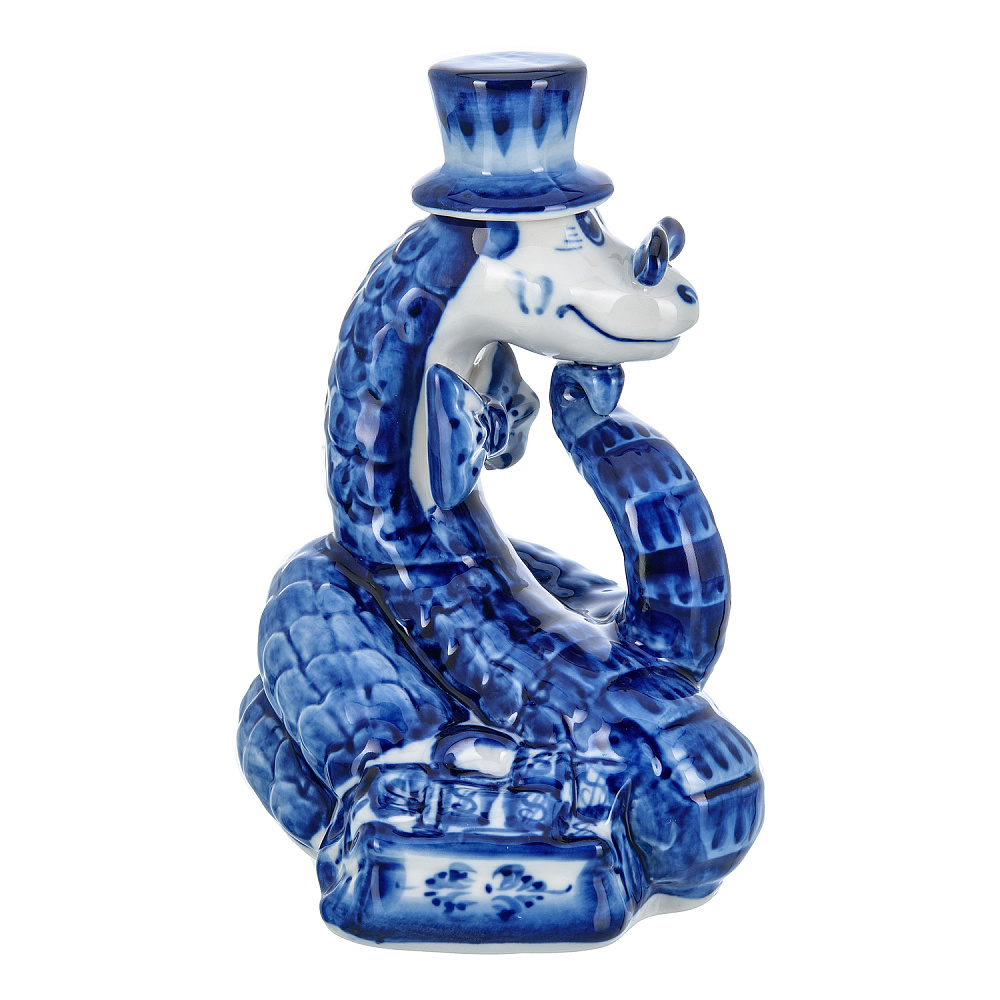 Змея Символ года 2025. Штоф «Змей Мудрый Каа». Гжель - интернет магазин Русь Велика я фото 5