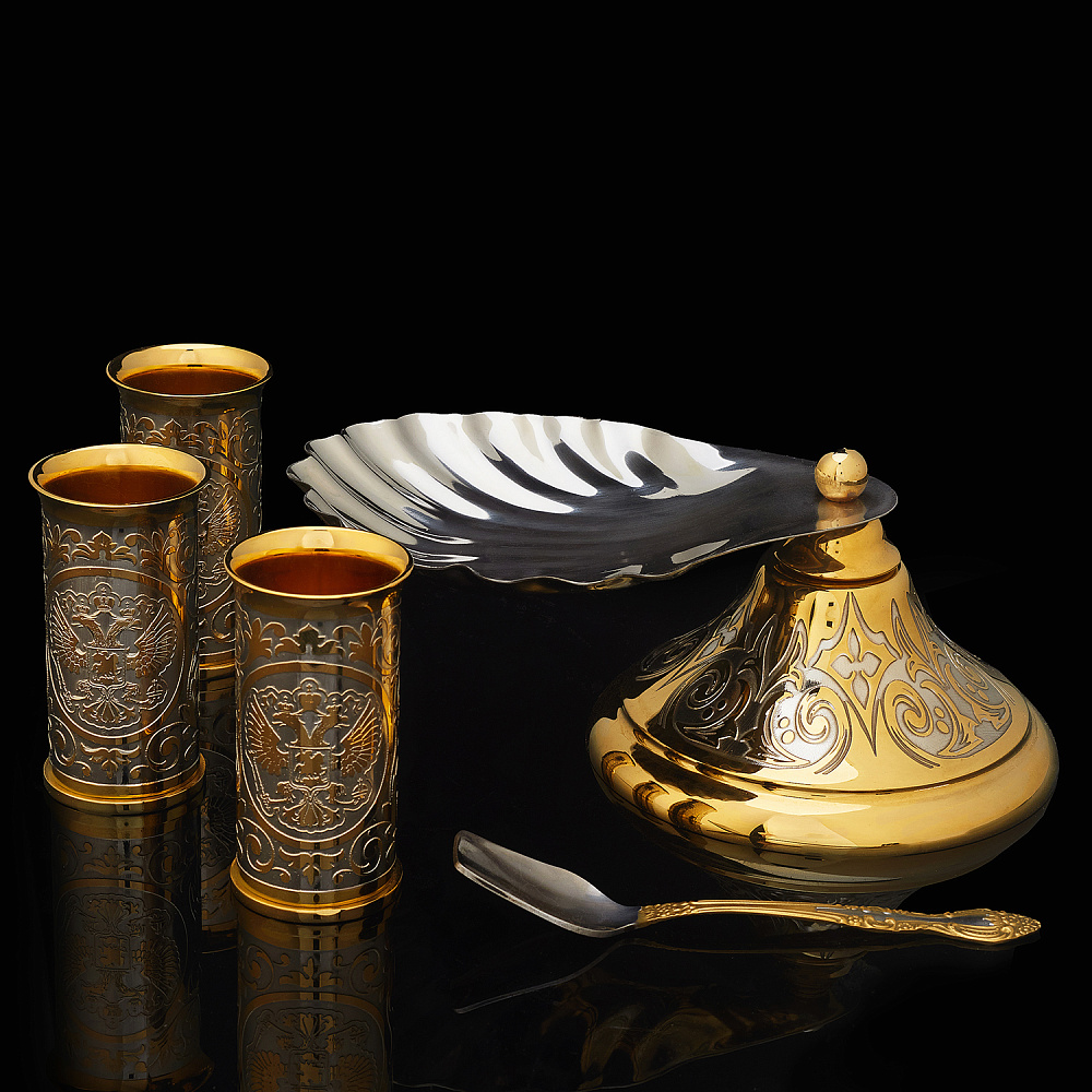 Икорница со стопками «Ракушка». Златоуст - интернет магазин Русь Велика я 